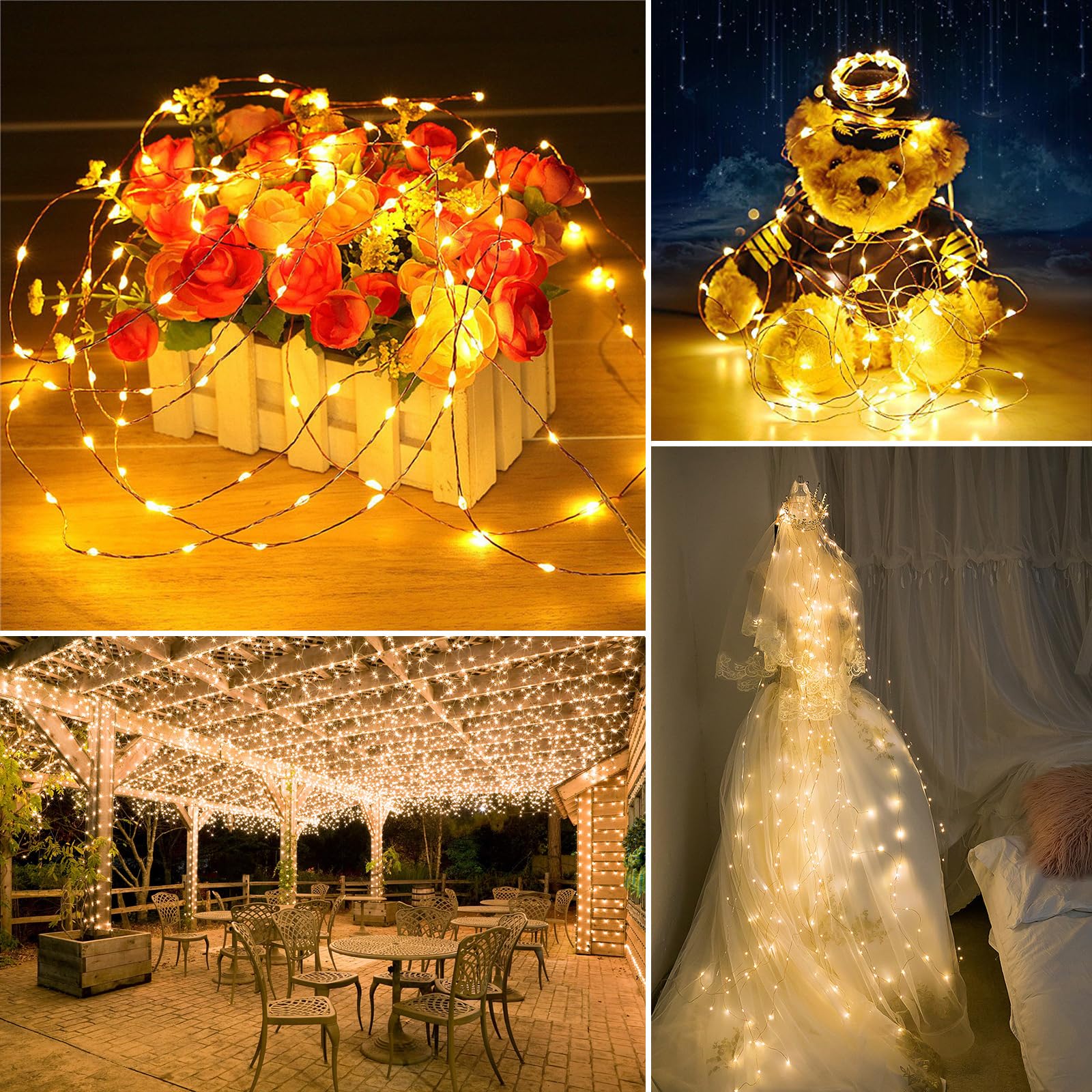 Solar String Lights Outdoor Waterproof 2 Pack Total 66Ft 200Led 8 Modes Twinkle Lights Solar Fairy Lights For Patio  Garden Yard Party Wedding Tree Christmas Halloween Decoration  Warm White