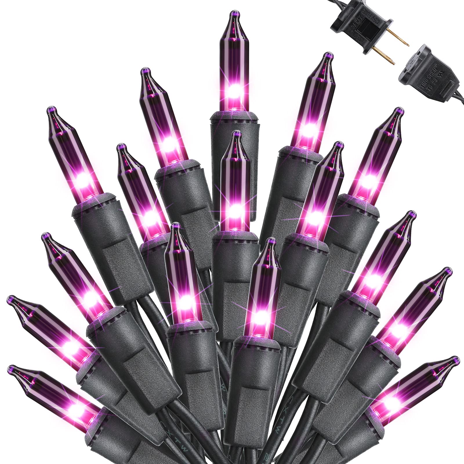 Toodour Halloween String Lights, 27Ft 100 Count, Purple Incandescent Mini Bulbs, Ul Certified For Home & Garden Decor