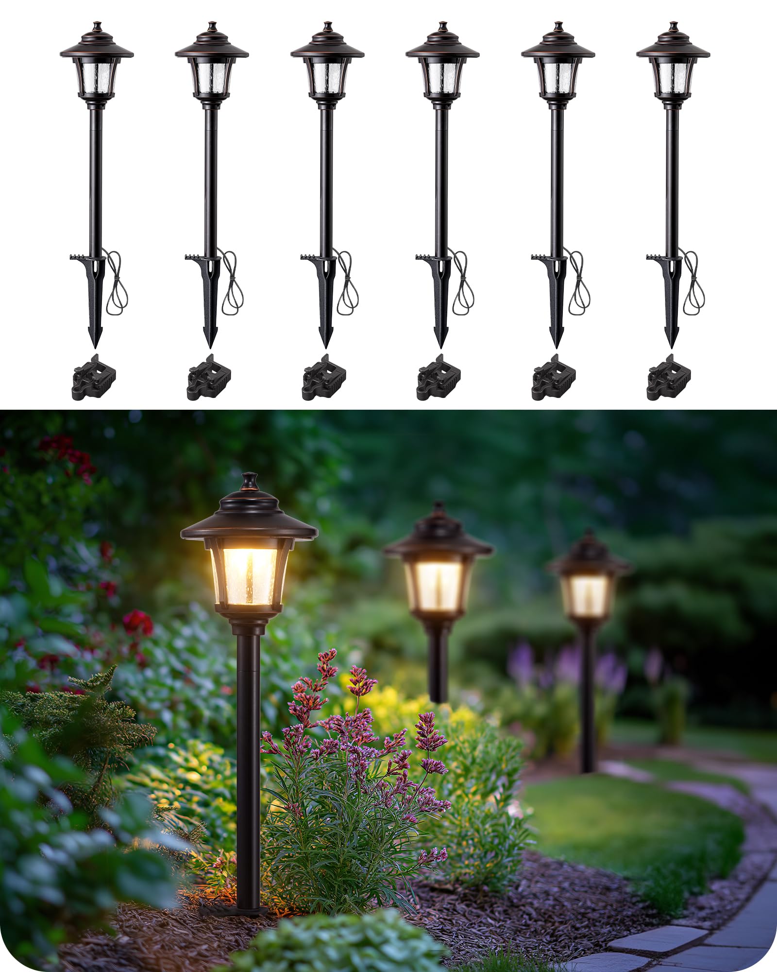 EDISHINE Low Voltage Landscape Lights, 12V AC/DC, 3W 160LM, Die-Cast Aluminum, 2700K-5000K, Oil-Rubber Bronze, Model