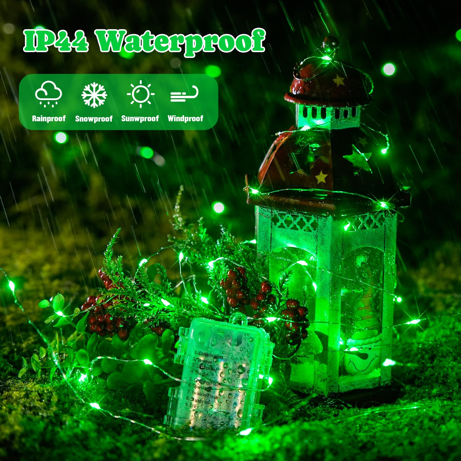 Jmexsuss 2 Pack Green Fairy Lights, 400 Led 132Ft Twinkle Lights With Remote, 8 Modes For St. PatrickS Day, Halloween, Xmas Decorations