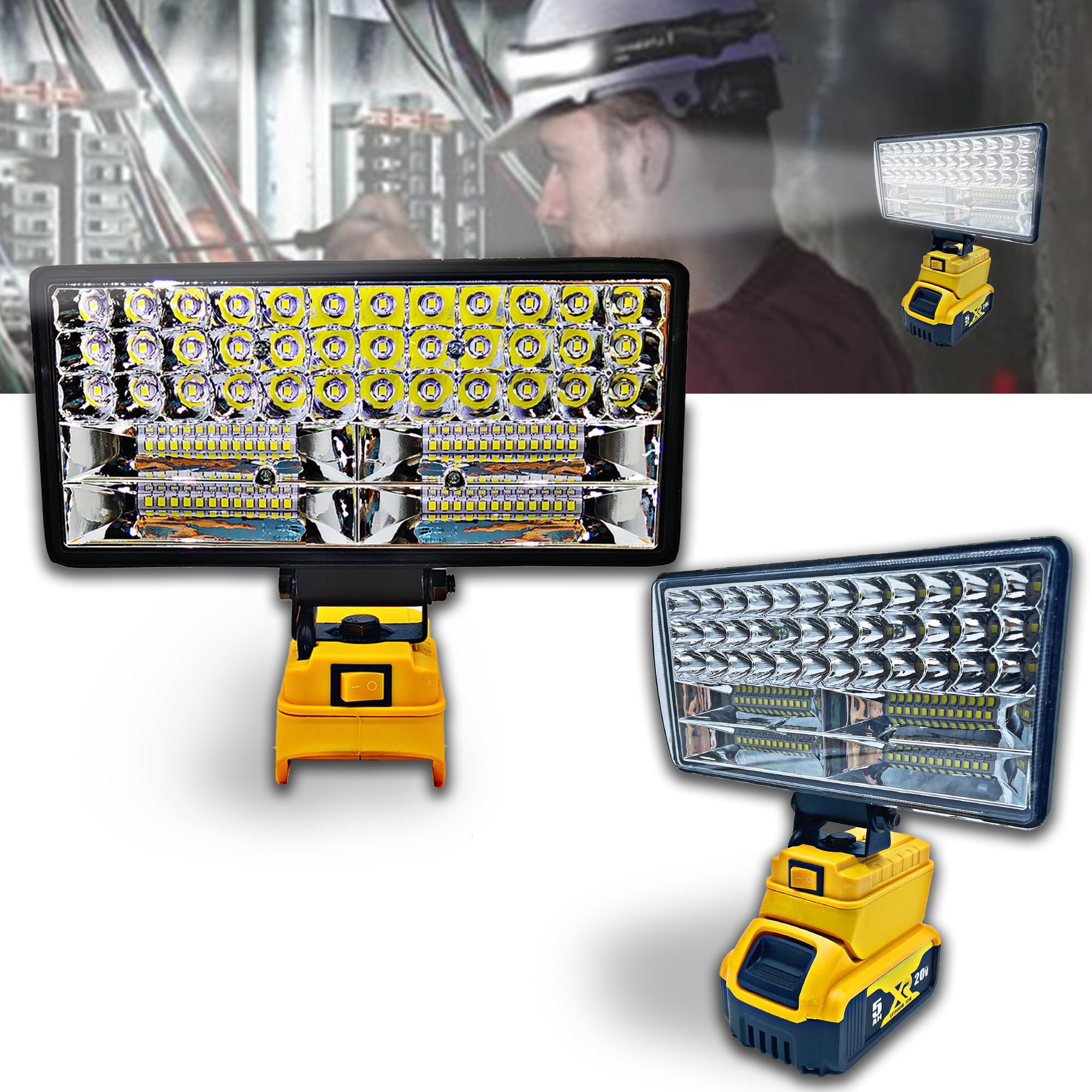 Cordless LED Work Light for Dewalt 20V Battery,90W 5400LM Wide Beam Flood Light with Two USB Charging Port Flashlight for Emerge