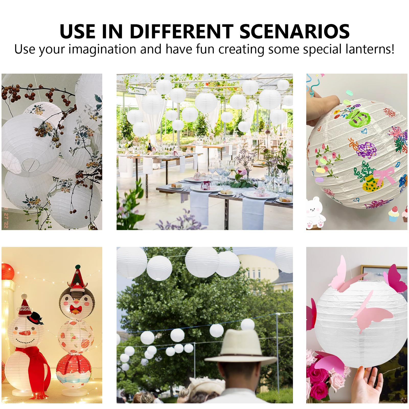 16 Pack White Paper Lanterns,Round Hanging Paper Lanterns Party Decorations With Tape And Stirng For Bridal Shower,Graduation,We