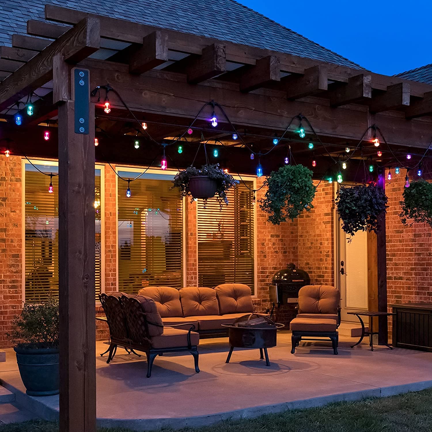 LSOOBZ 48FT LED Outdoor String Lights - Remote Control, Shatterproof, Waterproof, Multicolor, Dimmable for Patio & Wedding Decor
