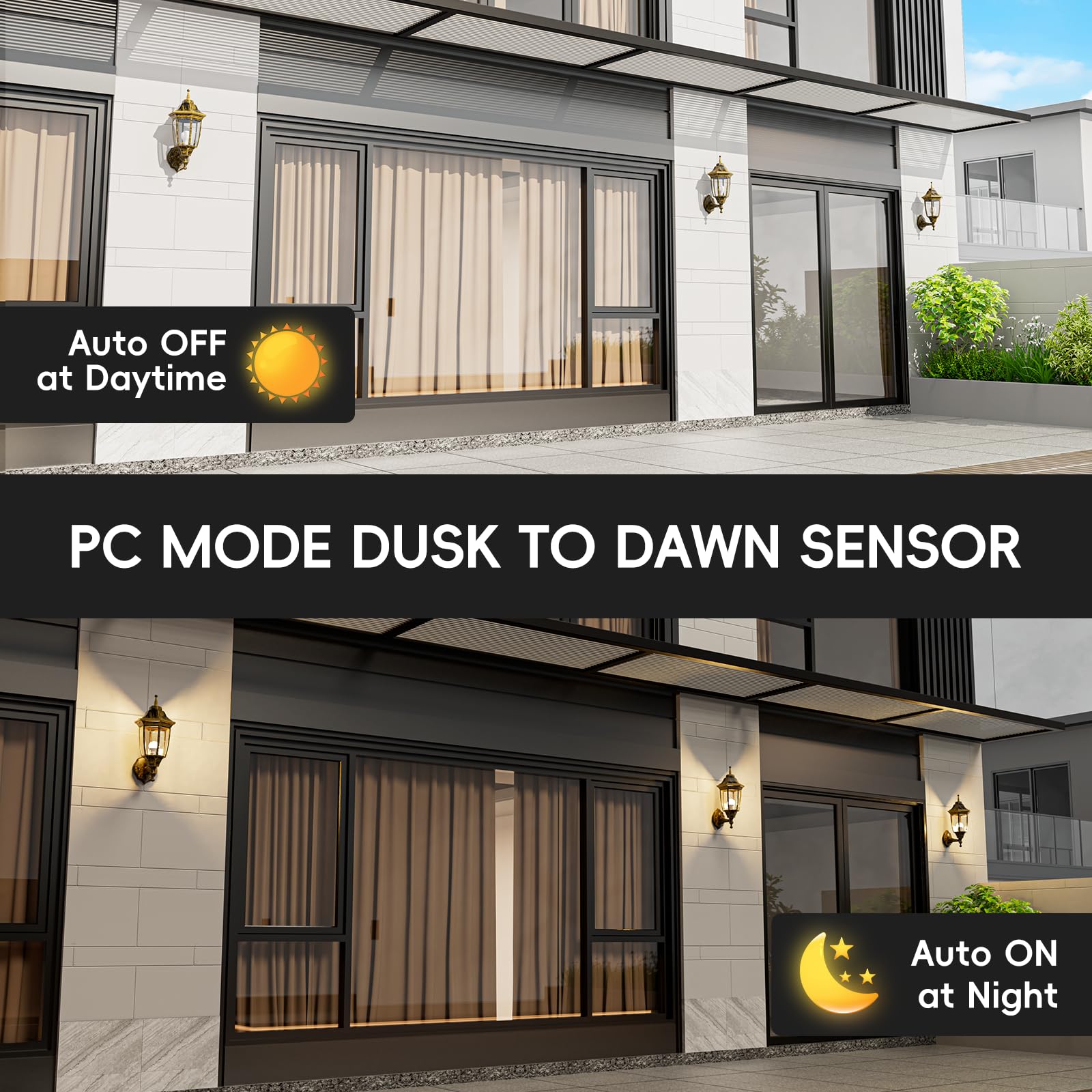 EMART Outdoor Porch Light, Waterproof Aluminum & Glass, Dusk to Dawn, Gold, Model EM-AGGL-2-PS, 2 Pack, Bulb Included