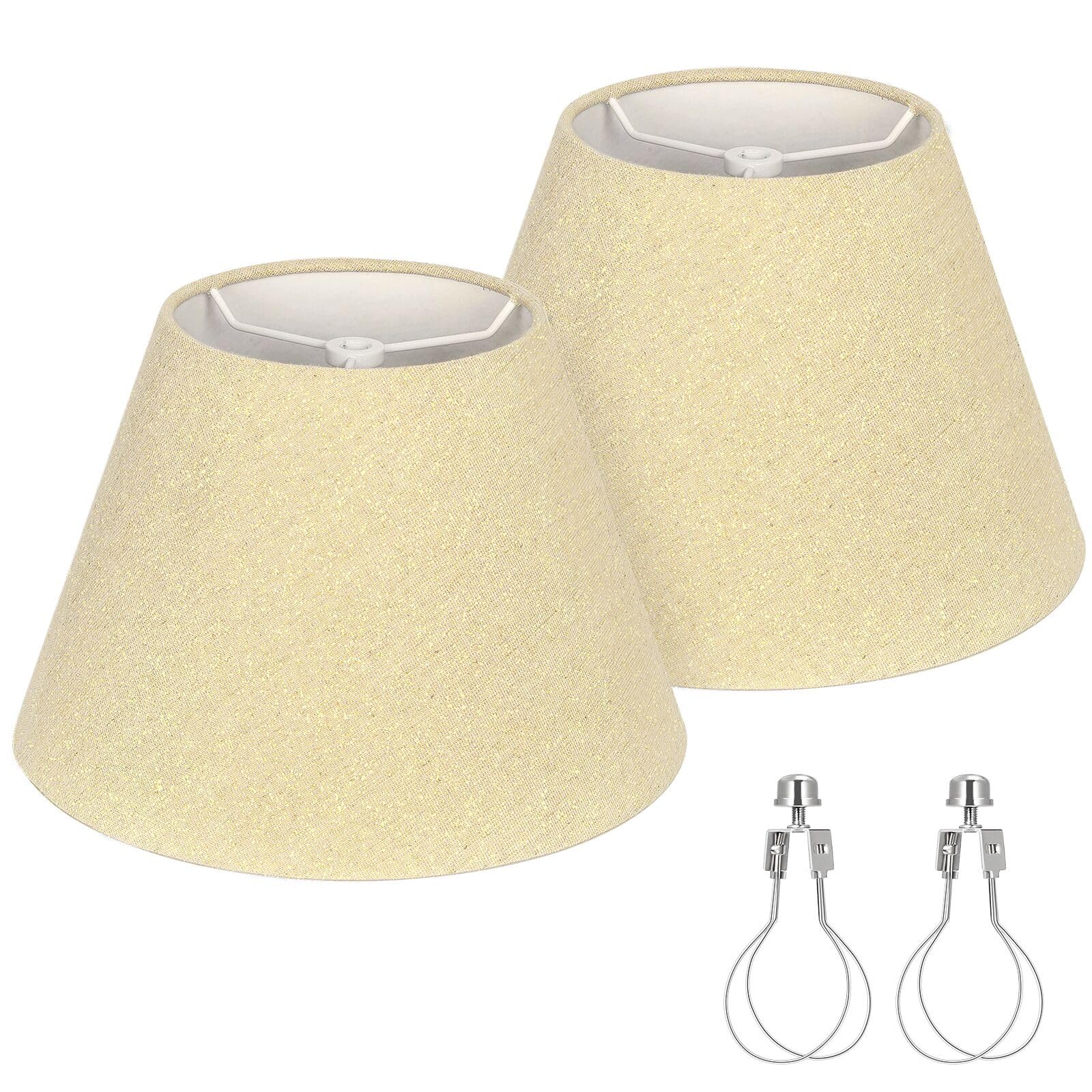 Lamp Shades with Glitter Gold Thread, Replacement Lamp Shades for Table Floor Bedside Lamps, 5.5'' Top x 10'' Bottom x 6.6'' Hig