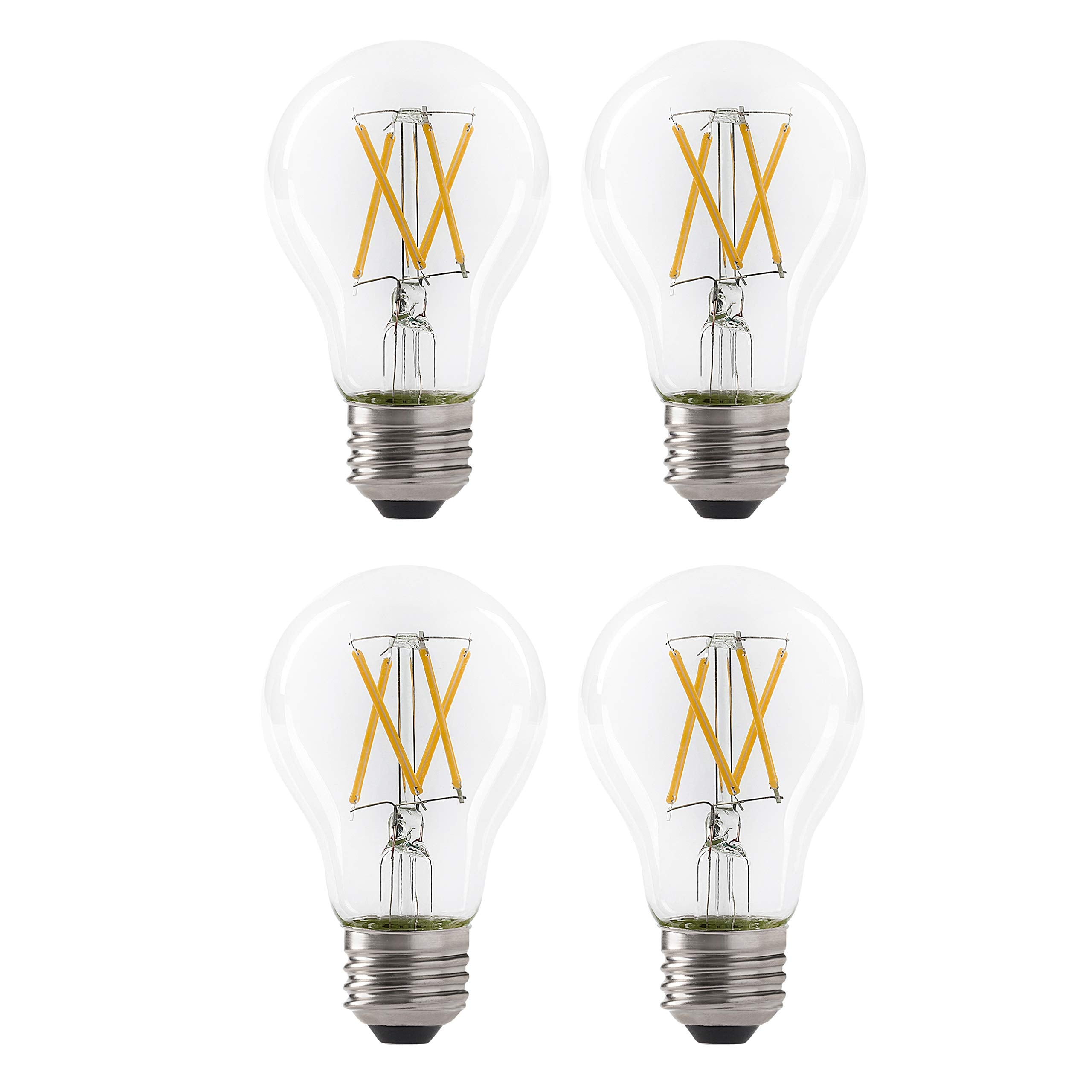 Greenlite LED A19 Filament Light Bulb, 7W, 800 Lumens, Dimmable, E26 Base, 2700K Soft White, 4 Pack