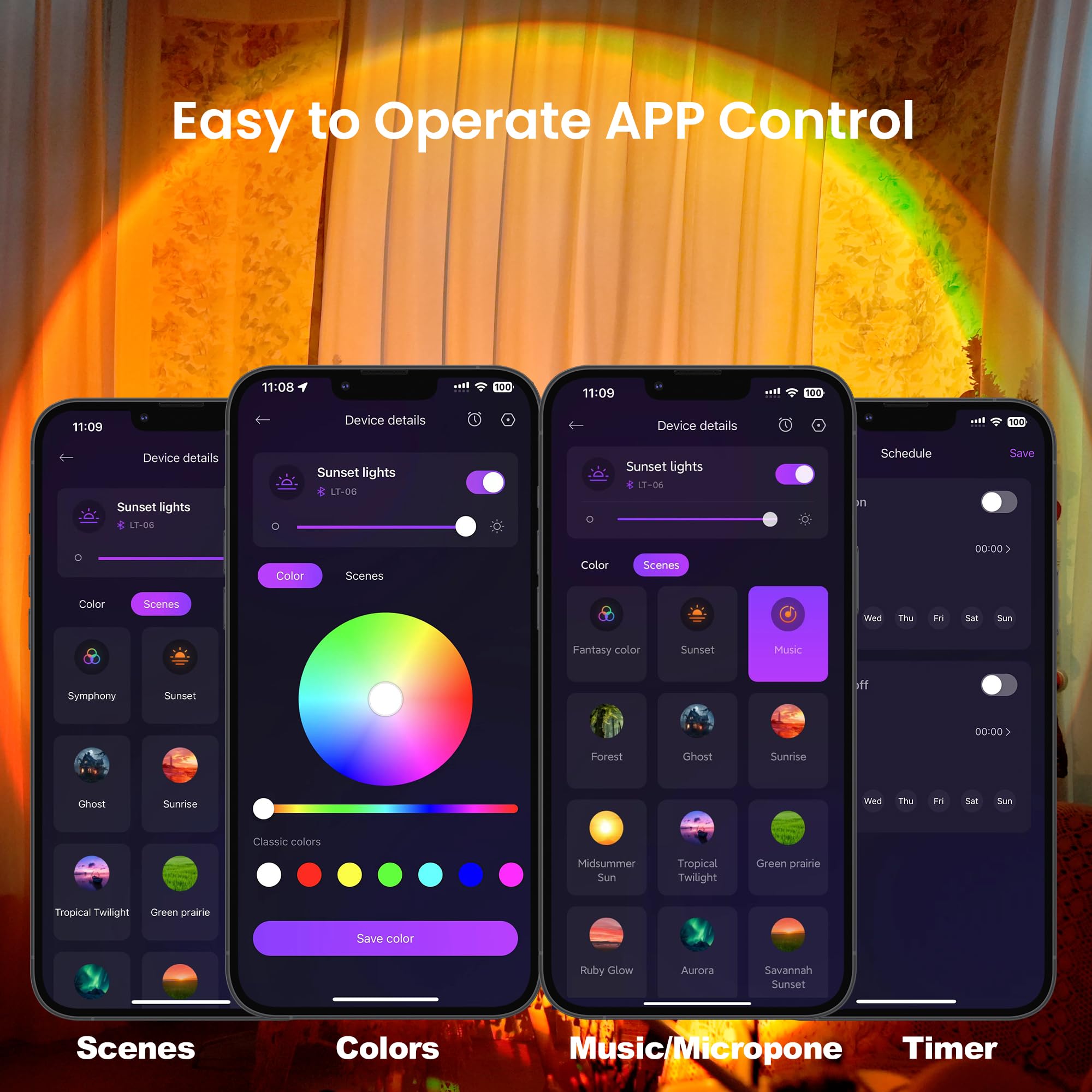 Tsrarey Sunset Lamp Projection, Not Only 21 Colors Sunset Lights, 180 Degree Rotation Led Light, Push Button Switch & App Contro