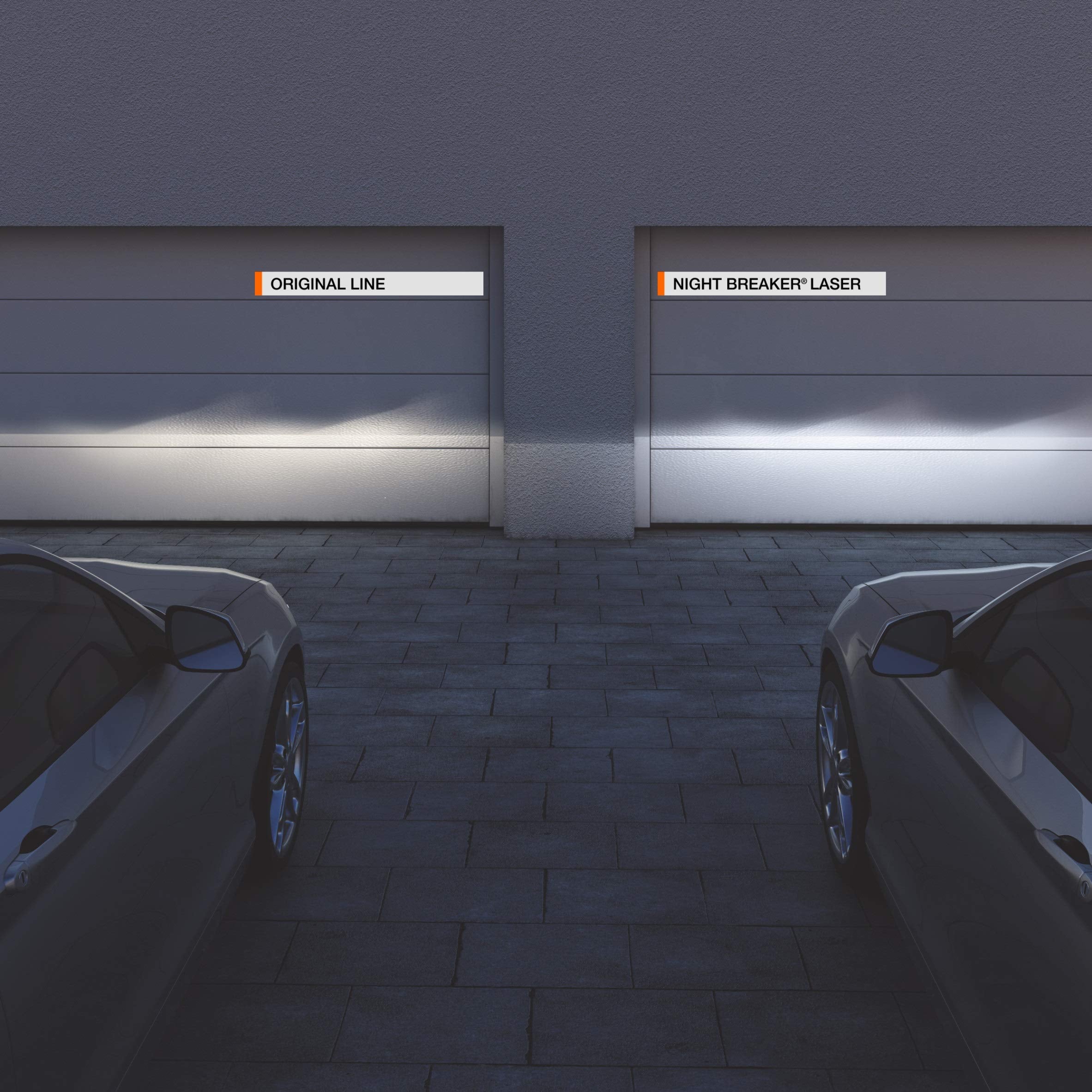 OSRAM Night Breaker Laser H4 Halogen Headlight Lamp, +150% Brighter, 12V, Model 64193NL-2HB, 2 Lamps, White/Dark Grey