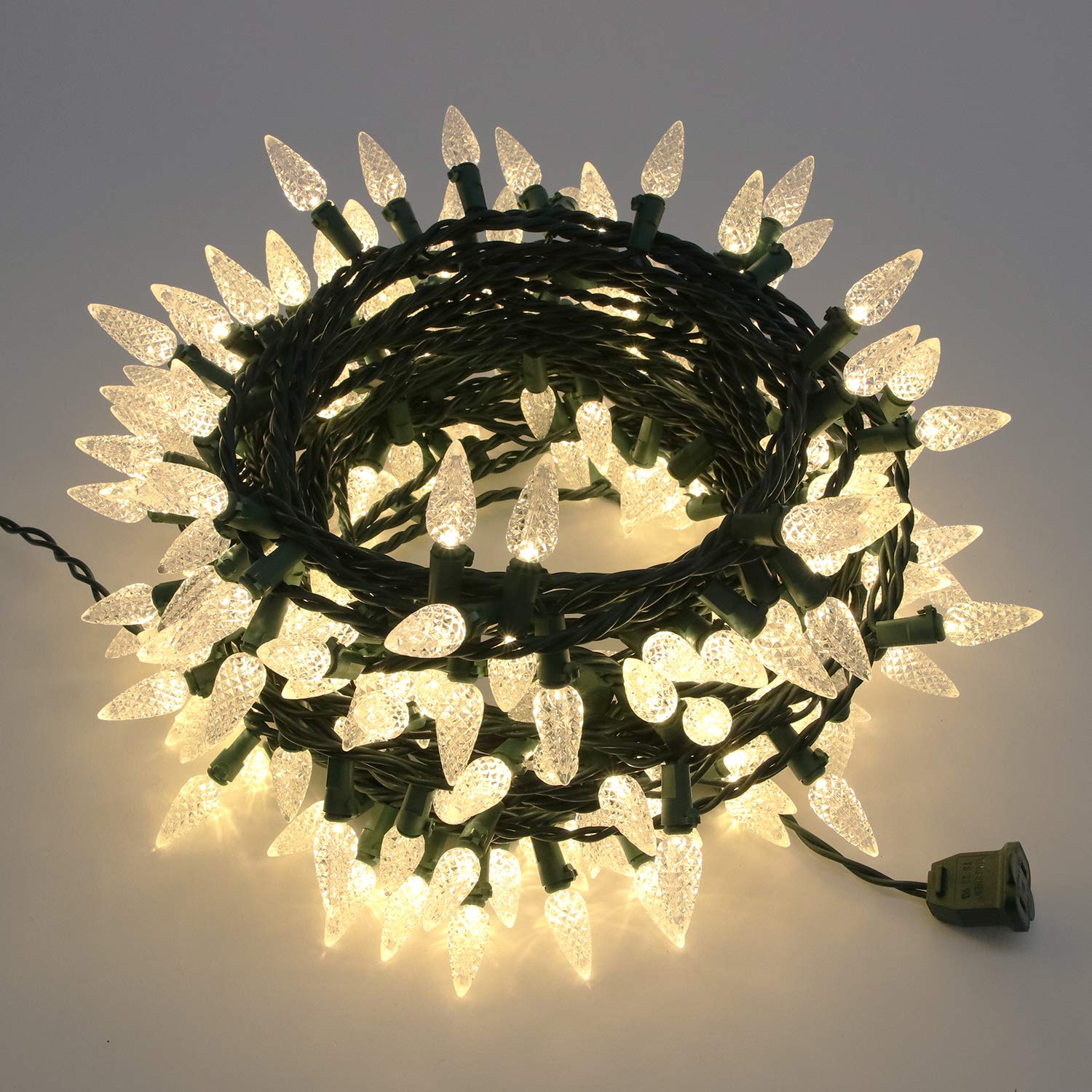 Philips C6 Christmas Lights - 250 LED Warm White, 64.33 Length, Indoor/Outdoor Use, Model 638017-278, Green Wire