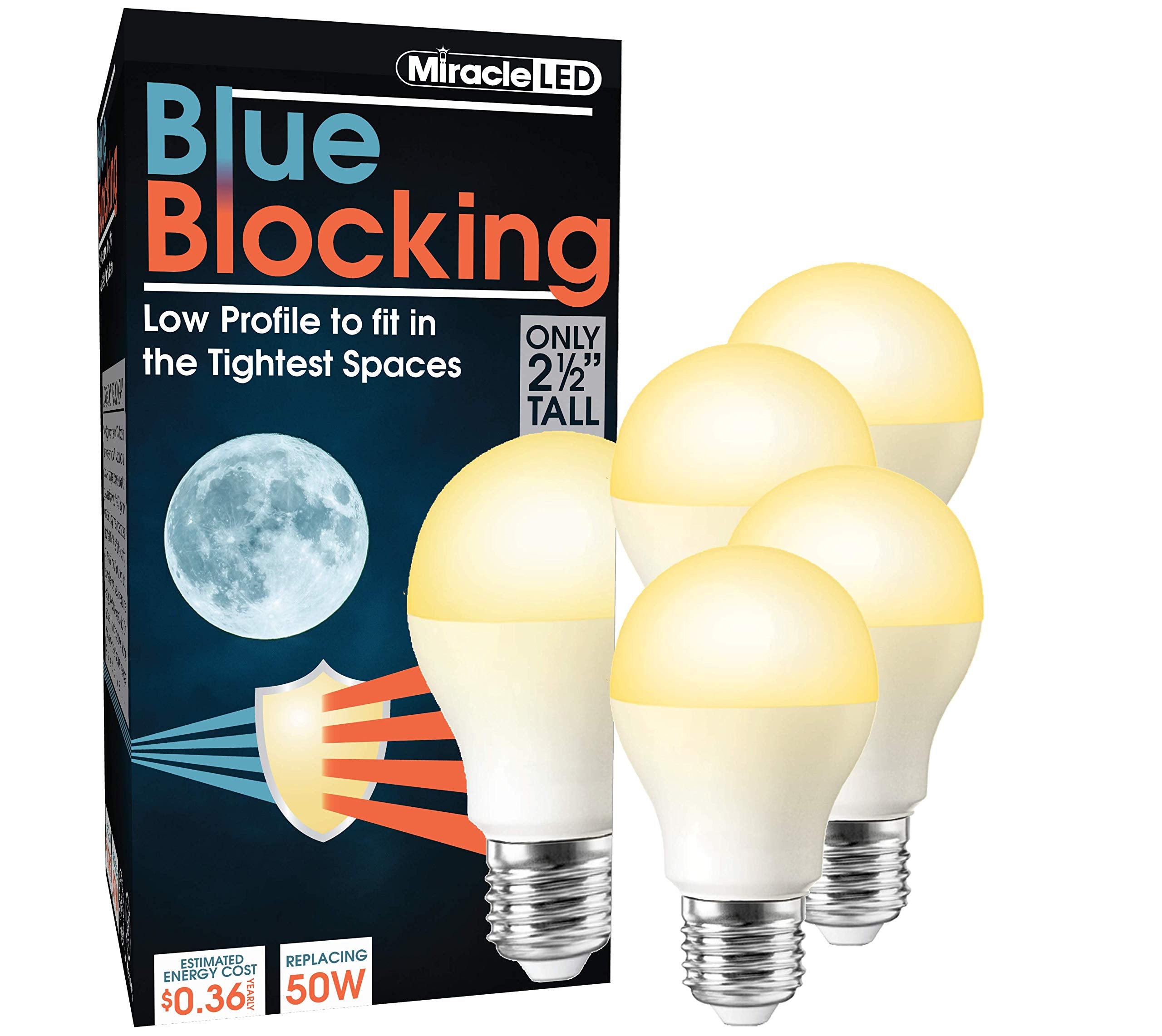 Miracleled 3W Blue Blocking Light, 4-Pack Low-Profile, 100W Replacement, Plastic