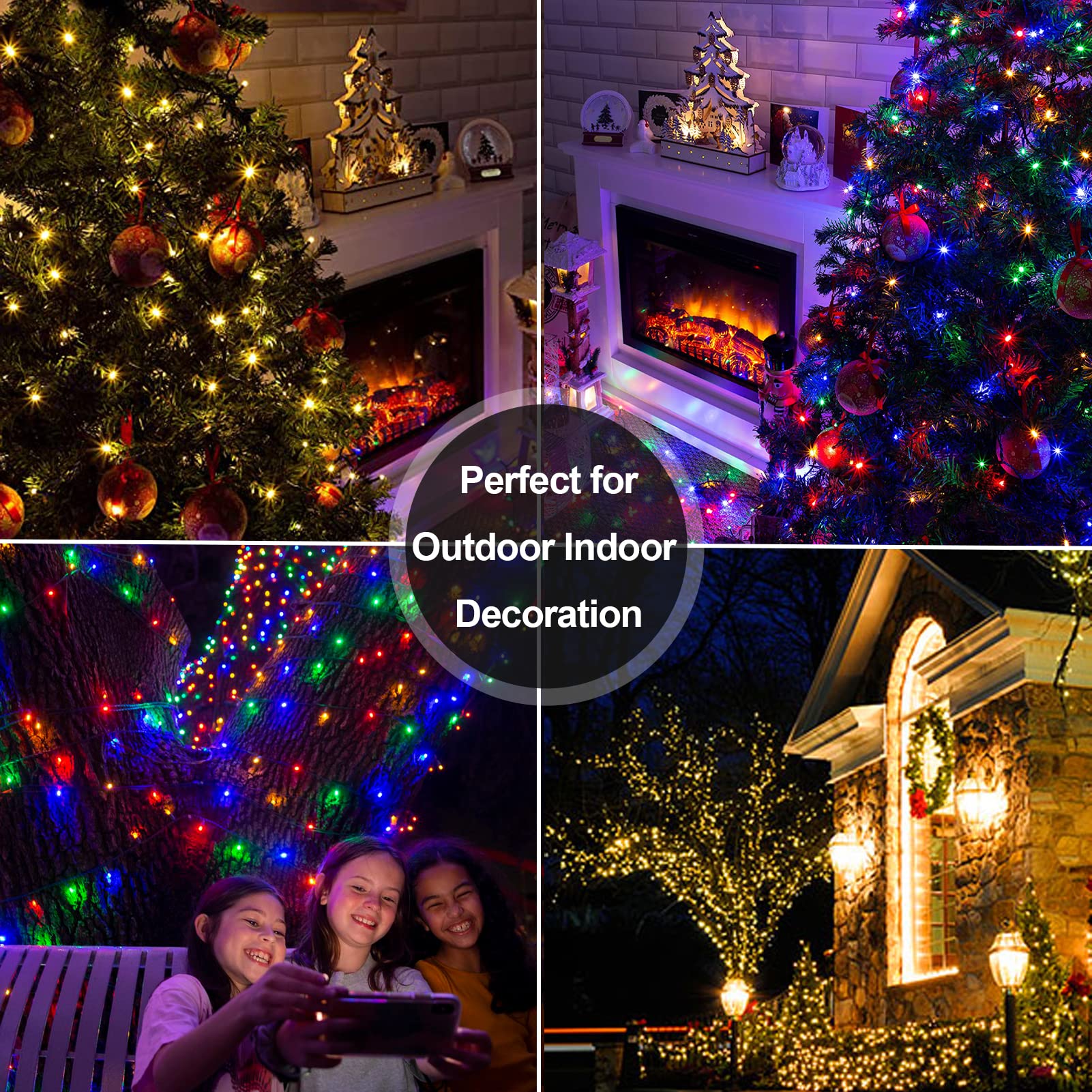100 Led Christmas String Lights Battery Operated, Dual Color Changing Fairy Lights 33Ft Green Wire With Remote Timer Outdoor Indoor Twinkle Lights For Xmas Tree Party Decor Warm White & Multi-Color
