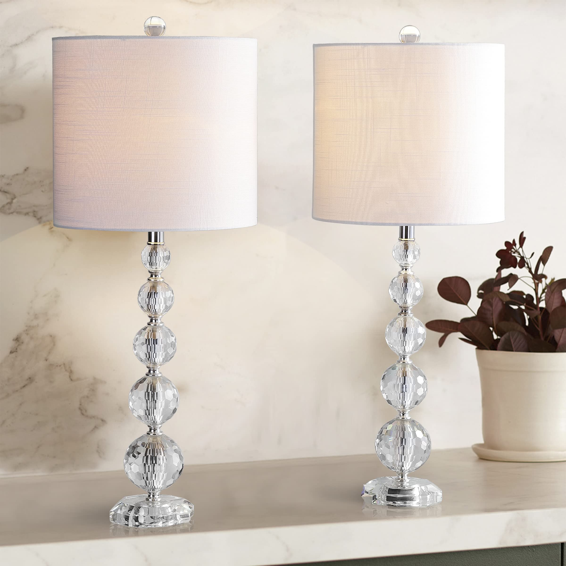JONATHAN Y Nala LED Table Lamp Set of 2, 28.5in Crystal, Clear/Chrome, Model JYL5002A-SET2, Ideal for Bedroom, Living