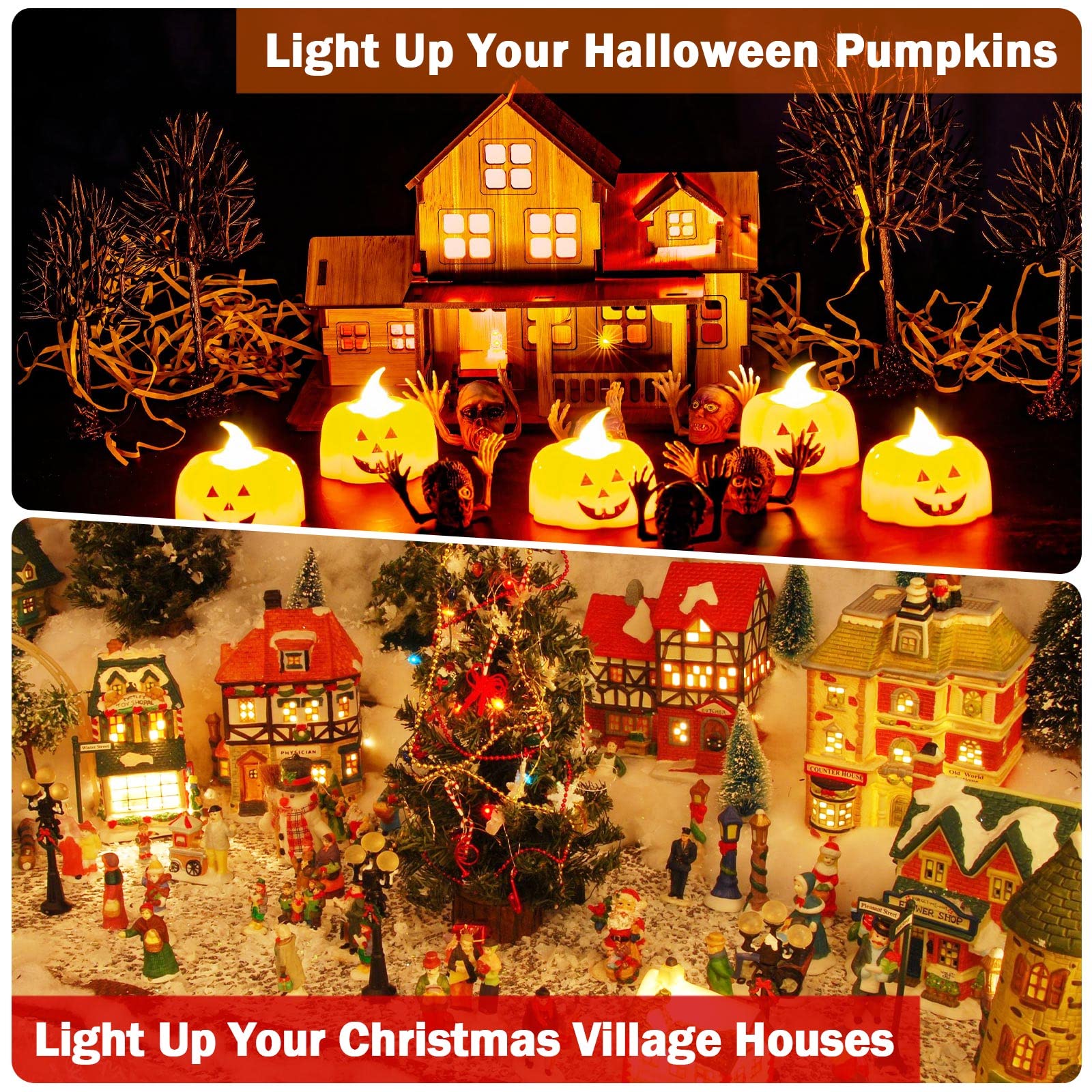 Leelosp LED Light Cord with 5 White Bulbs, 9.84 ft Christmas Village Light Kit, Plastic