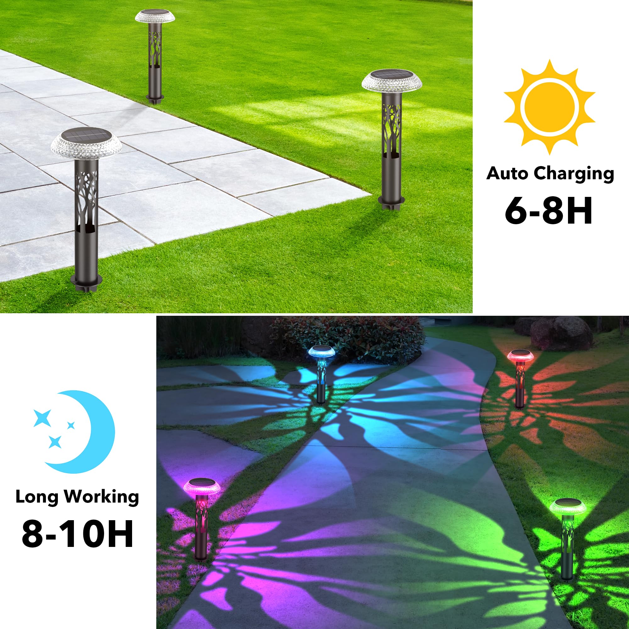 Eyrosa Large Solar Pathway Lights 6 Pack, Solar Lights Outdoor Landscape Lighting For Outside Path Walkway Driveway Sidewalk Patio Lawn Yard Garden Decor