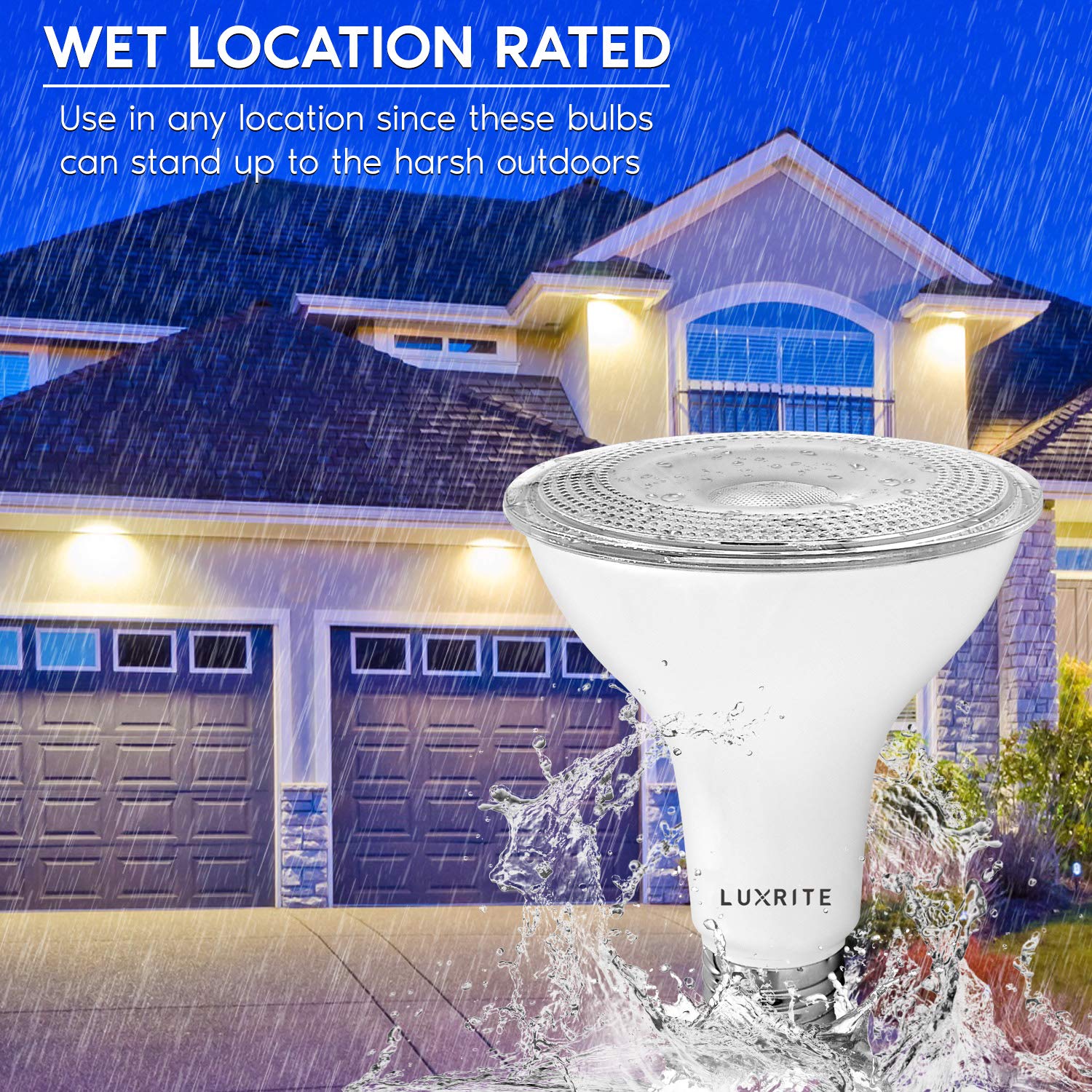 LUXRITE LED PAR30 Flood Light Bulb, 75W Equivalent, Dimmable, 3500K Natural White, 11W, 6 Pack, E26 Base, UL