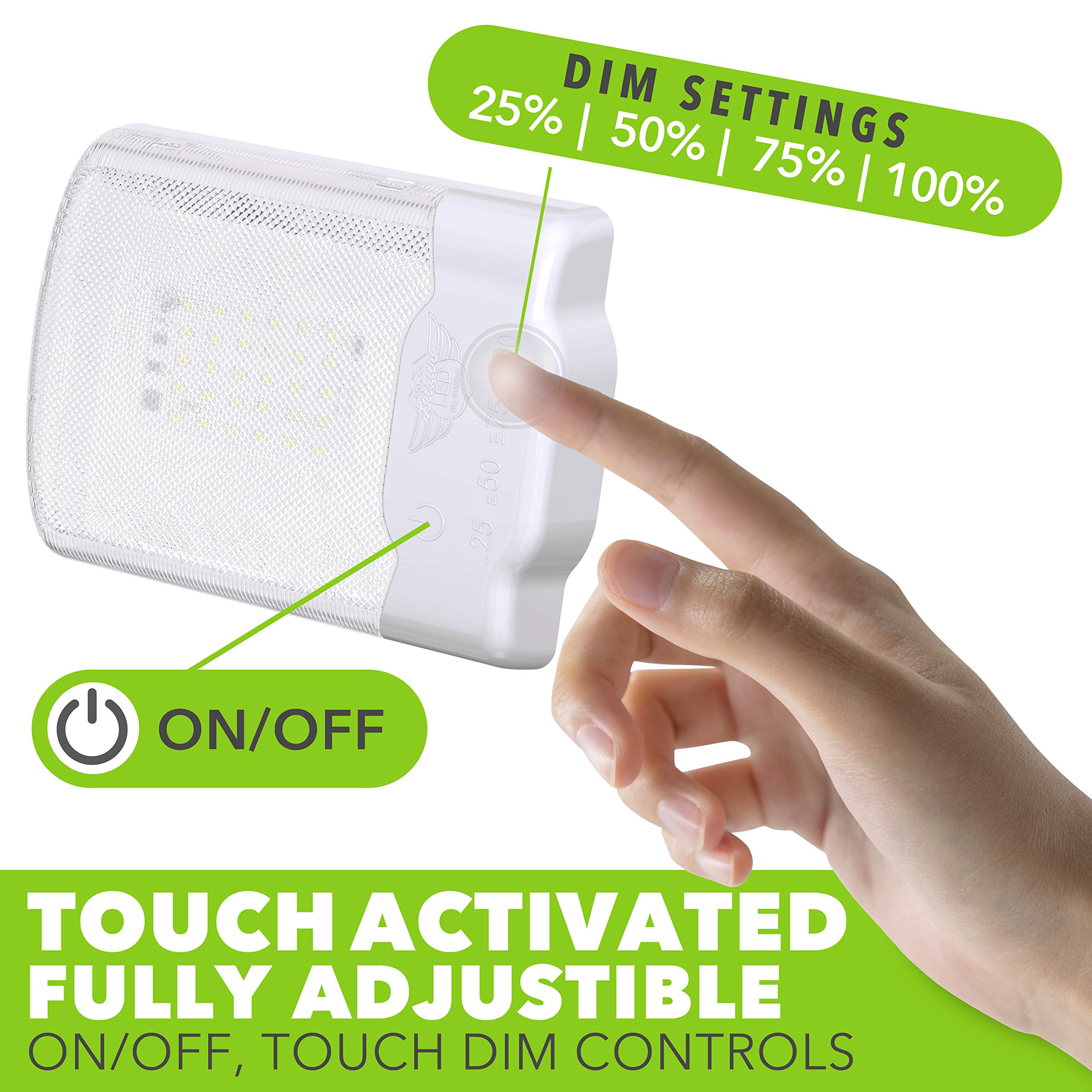 Leisure Led Rv Led Ceiling Single Dome Light Fixture With Built In Dimmer Interior Lighting For Rv/Trailer/Camper/Boat 12V Natural White 4000-4500K 325Lm (Touch Dim Natural White 4000-4500K, 5-Pack)