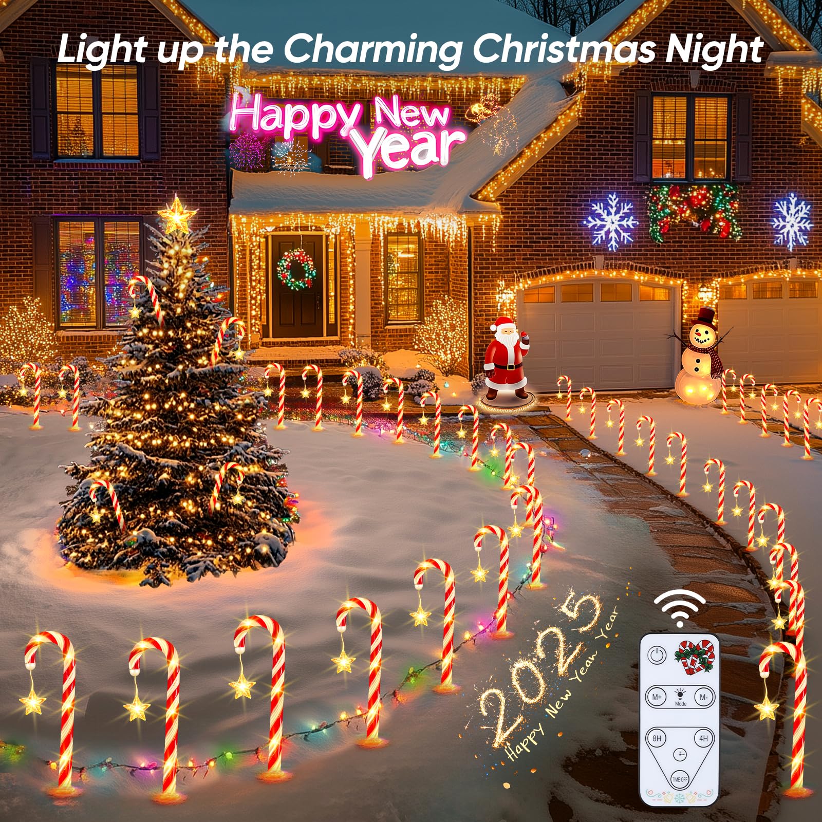 Christmas Decorations Solar Lights Outdoor: 12 Pack 8 Modes Solar Christmas Lights, Outside Waterproof Solar Powered Candy Cane