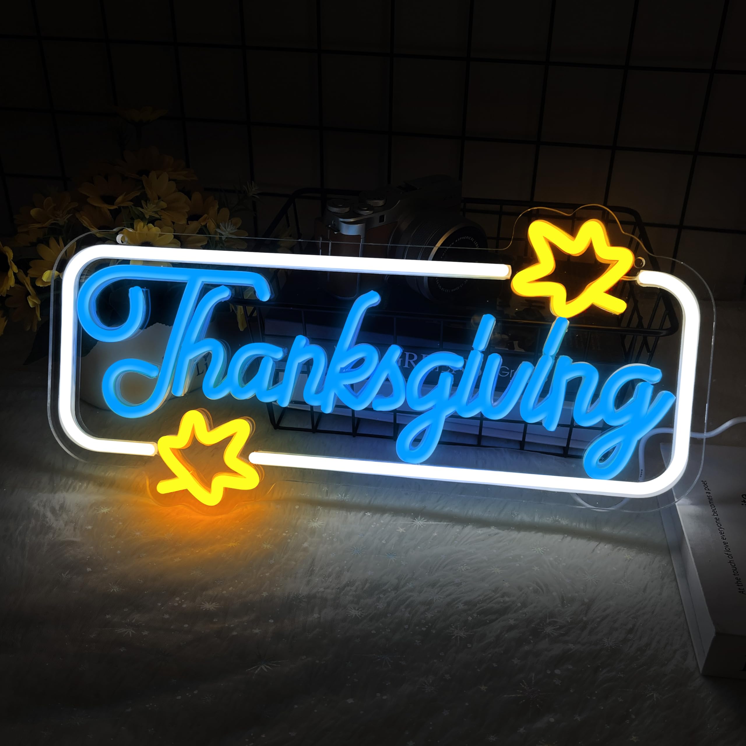 Thanksgiving Neon Sign  Thanksgiving Happy Wall Window Art Decoration Festival Celebration  Dimmable Usb Powerd Thanksgiving Neon Led Sign Autumn Thanksgiving Party Harvest Blessd 15.7?7.9 Inch