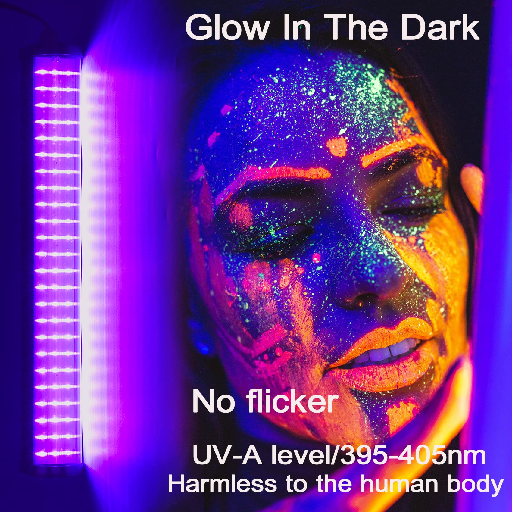 CICINY 25W LED Black Light Bar - 72 UV Chip 395-405 nm, Plastic, 1 Count, Black