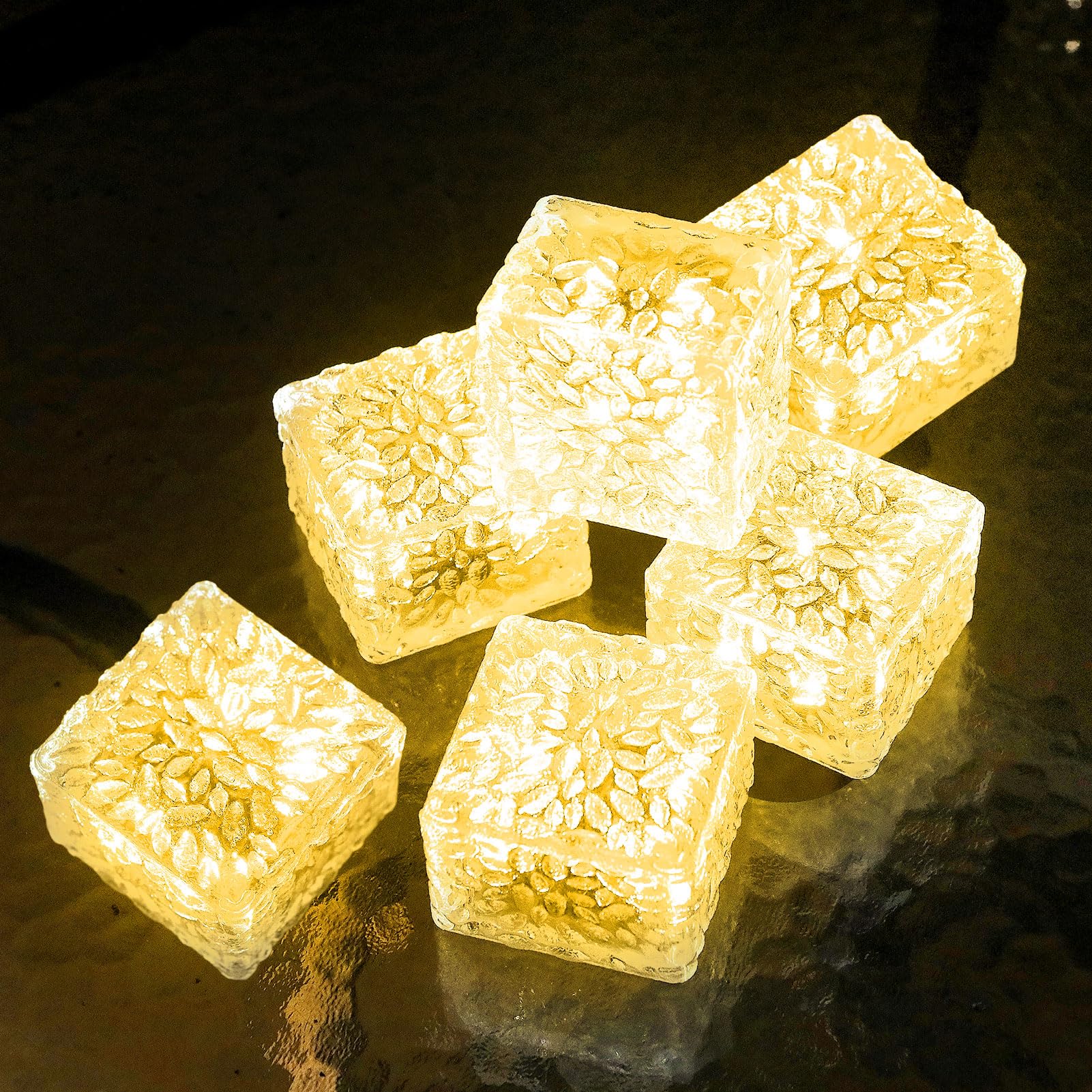 Jkimk Solar Brick Lights Outdoor Waterproof Patio Brick Lights Garden Decor For Outside 6 Packs For Patio,Yard,Walkway,Pathway D