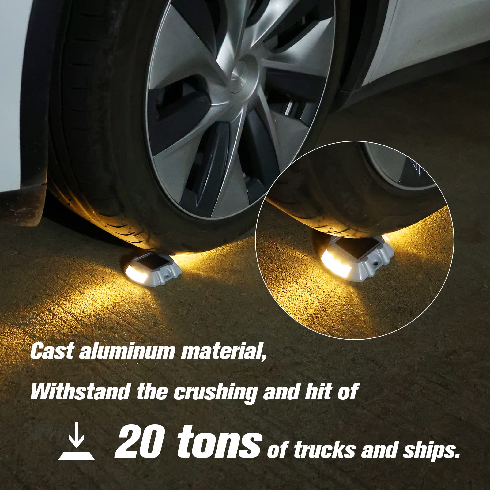 Solar Deck Lights Driveway Dock Lights, Volisun 8-Pack Led Ip67 Waterproof Outdoor Warning Step Lights For Driveway Sidewalk Gar