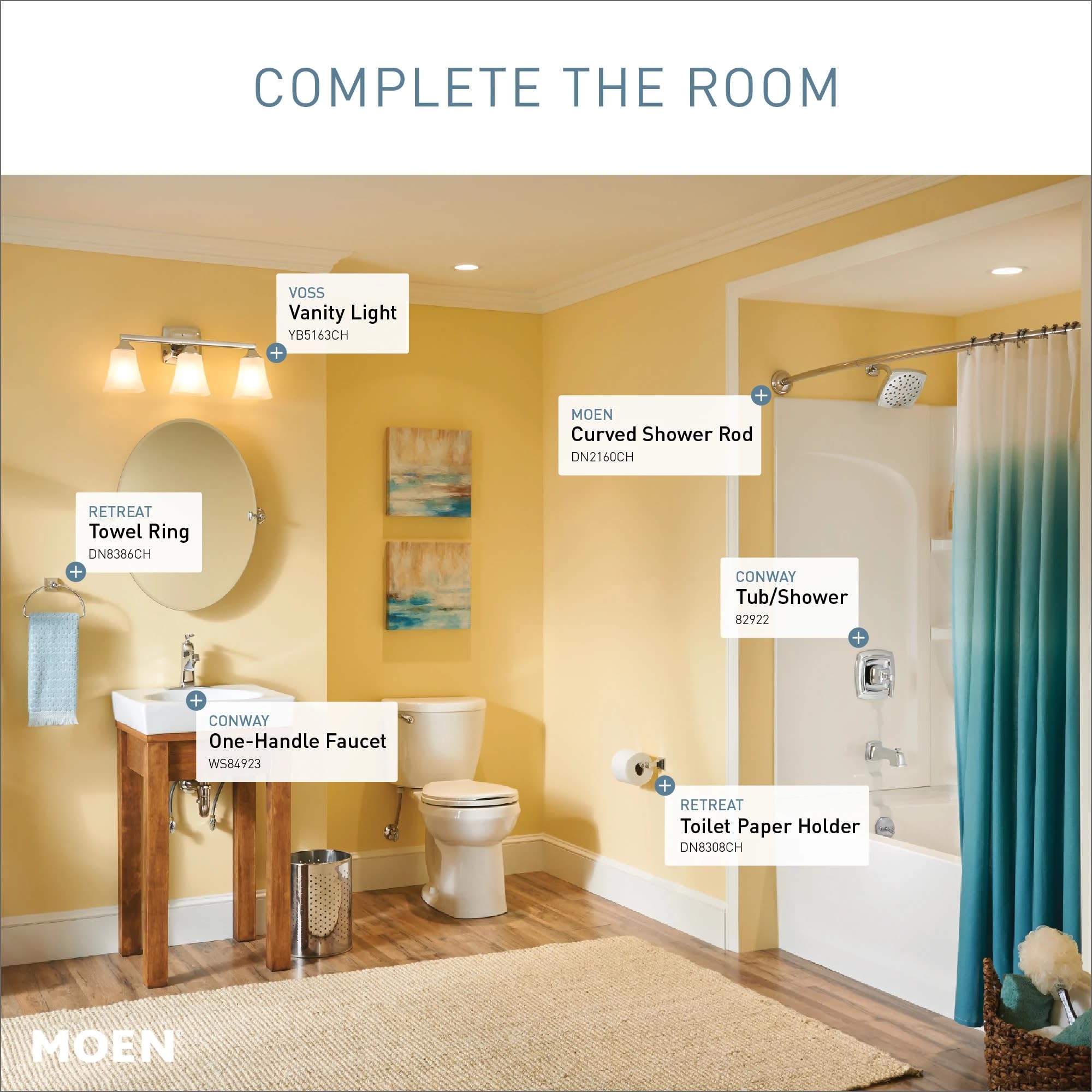 Moen Voss 3-Light Bath Vanity Fixture, Chrome, Frosted Glass, Model YB5163CH, 7.24 x 9.61 x 26.89 inches