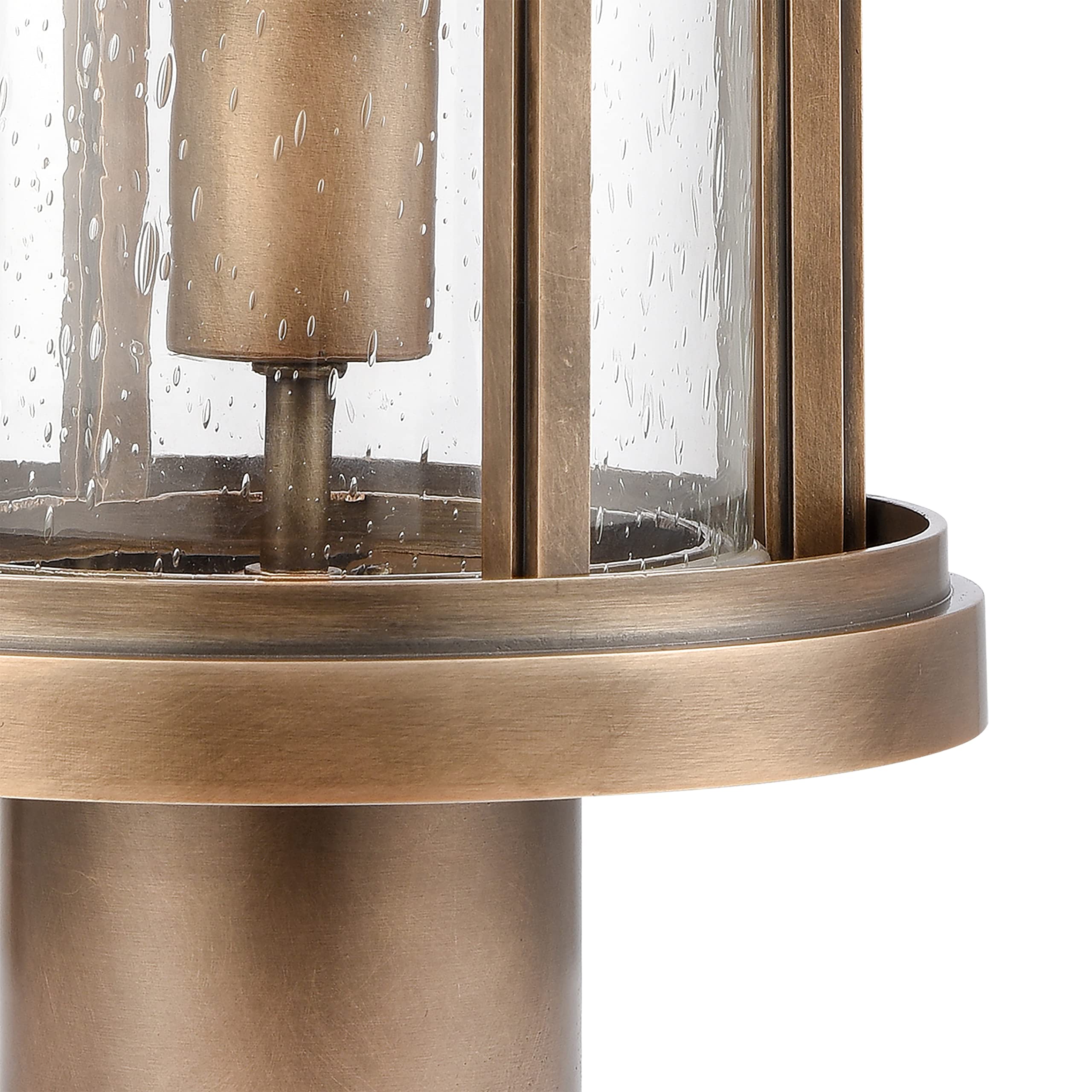 Elk Home Brison Vintage Brass Post Light With Clear Seeded Glass, 1-Light, Transitional Style