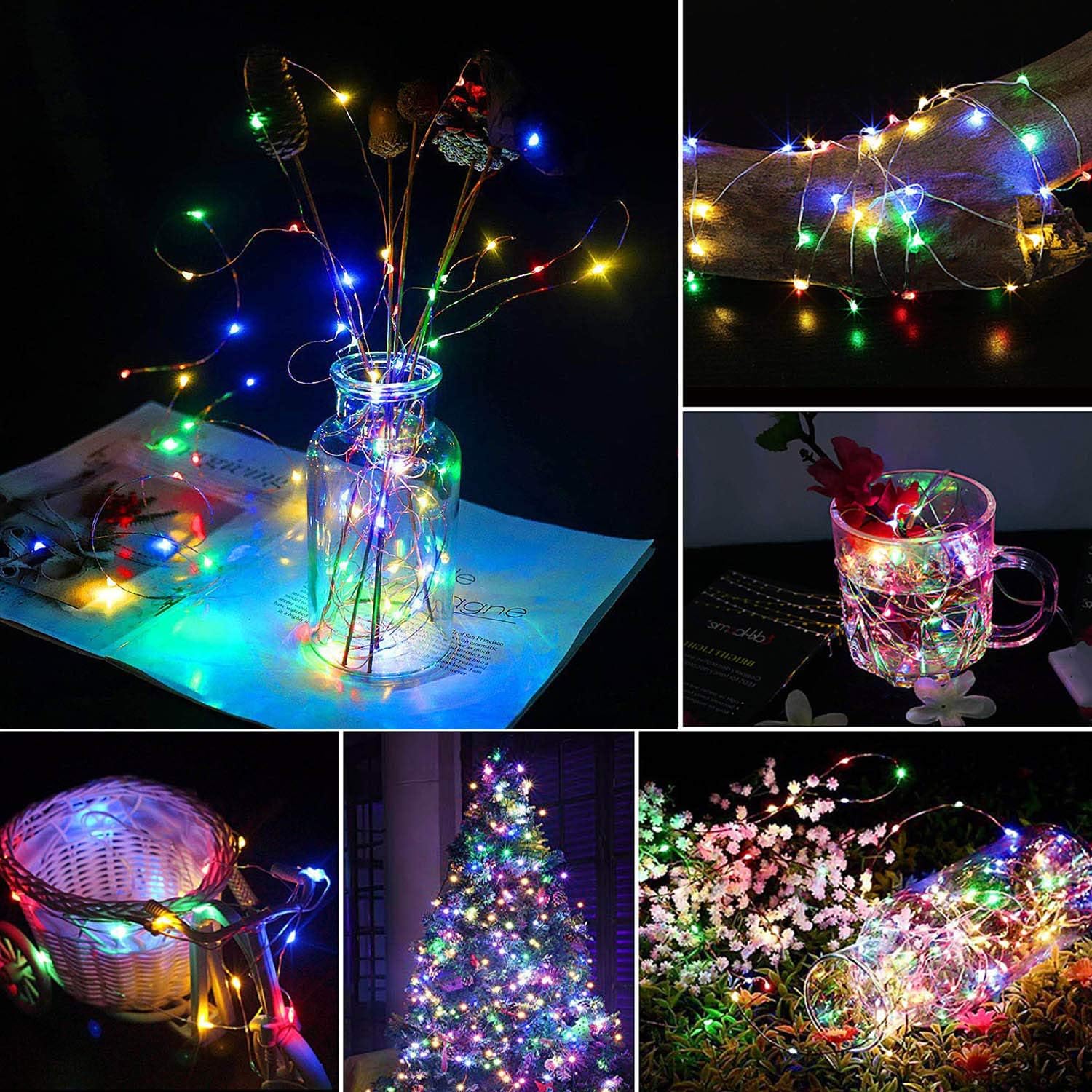 DAYLIGHTIR Solar Powered Copper Wire String Lights, 400 LED, Waterproof, 8 Modes, 4 Pack, Multicolor
