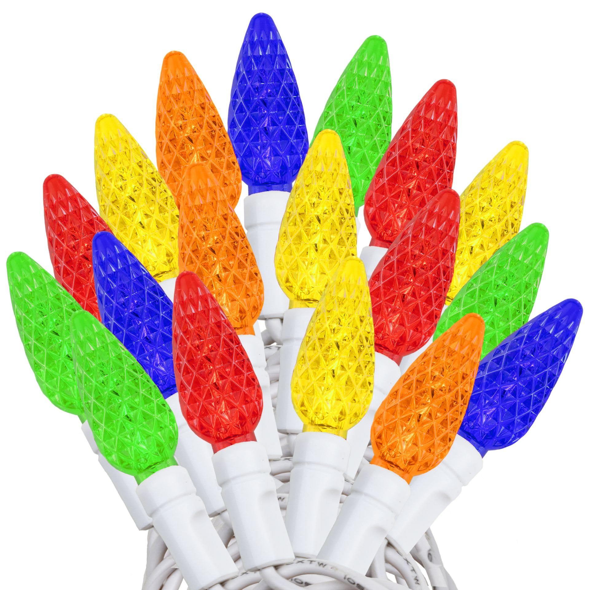 Novelty 24FT 70 LED C6 LED Christmas String Lights  Multicolor Commercial Grade Outdoor Tree Decorations