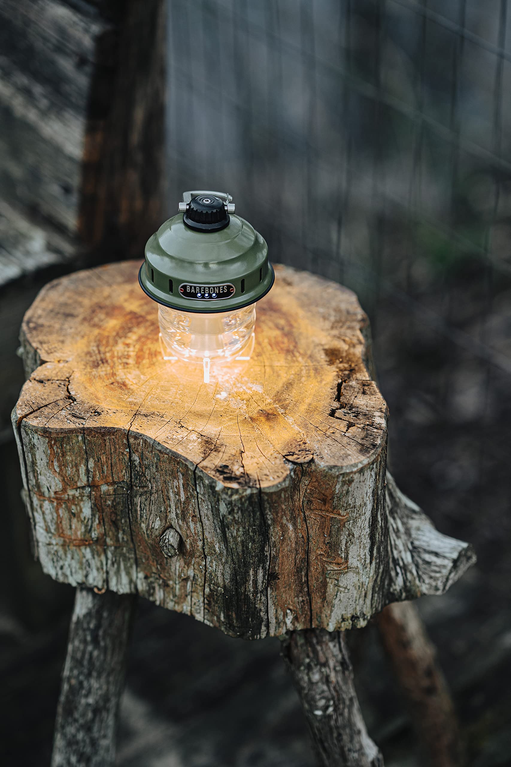 Barebones Beacon Hanging Light - Olive Drab, Rechargeable Led Camping Lantern With Adjustable Brightness - Weatherproof Vintage-