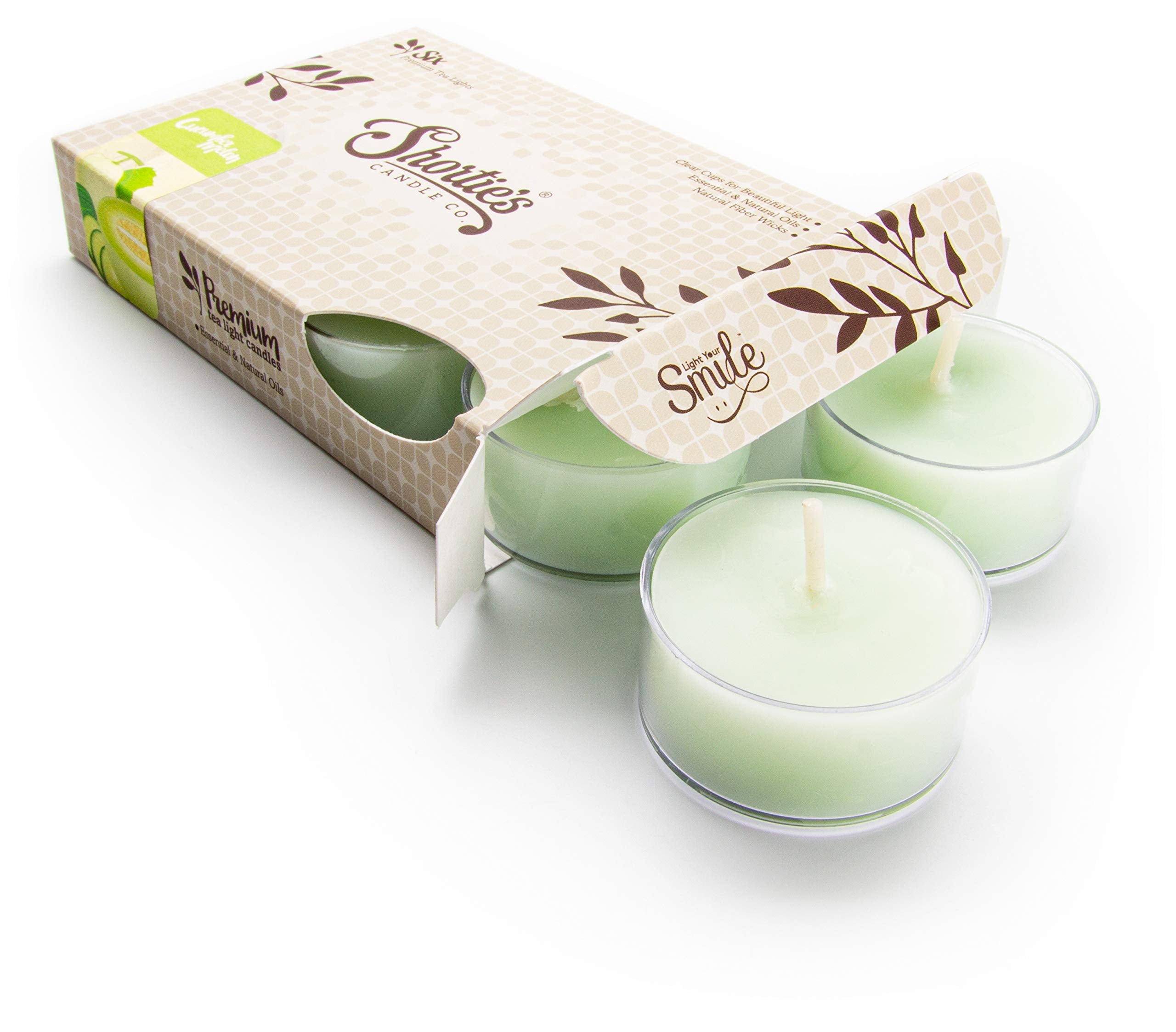Cucumber Melon Premium Tealight Candles - 6 Green Highly Scented Tea Lights - Beautiful Candlelight - Made in The USA - Fresh & Clean Collection