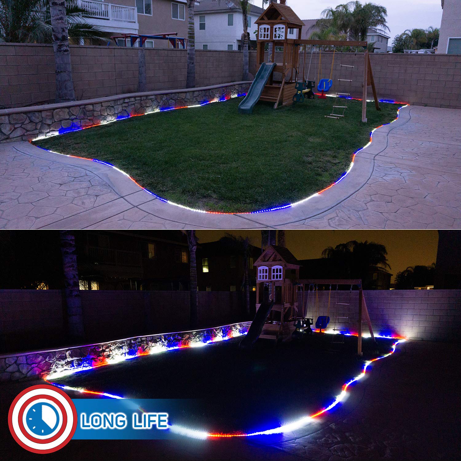 Russell Decor Patriotic Rope Lights - 30 Feet, Red White Blue, Plastic, Model RDROPERWB30 - Perfect for Independence Day & Memorial Day