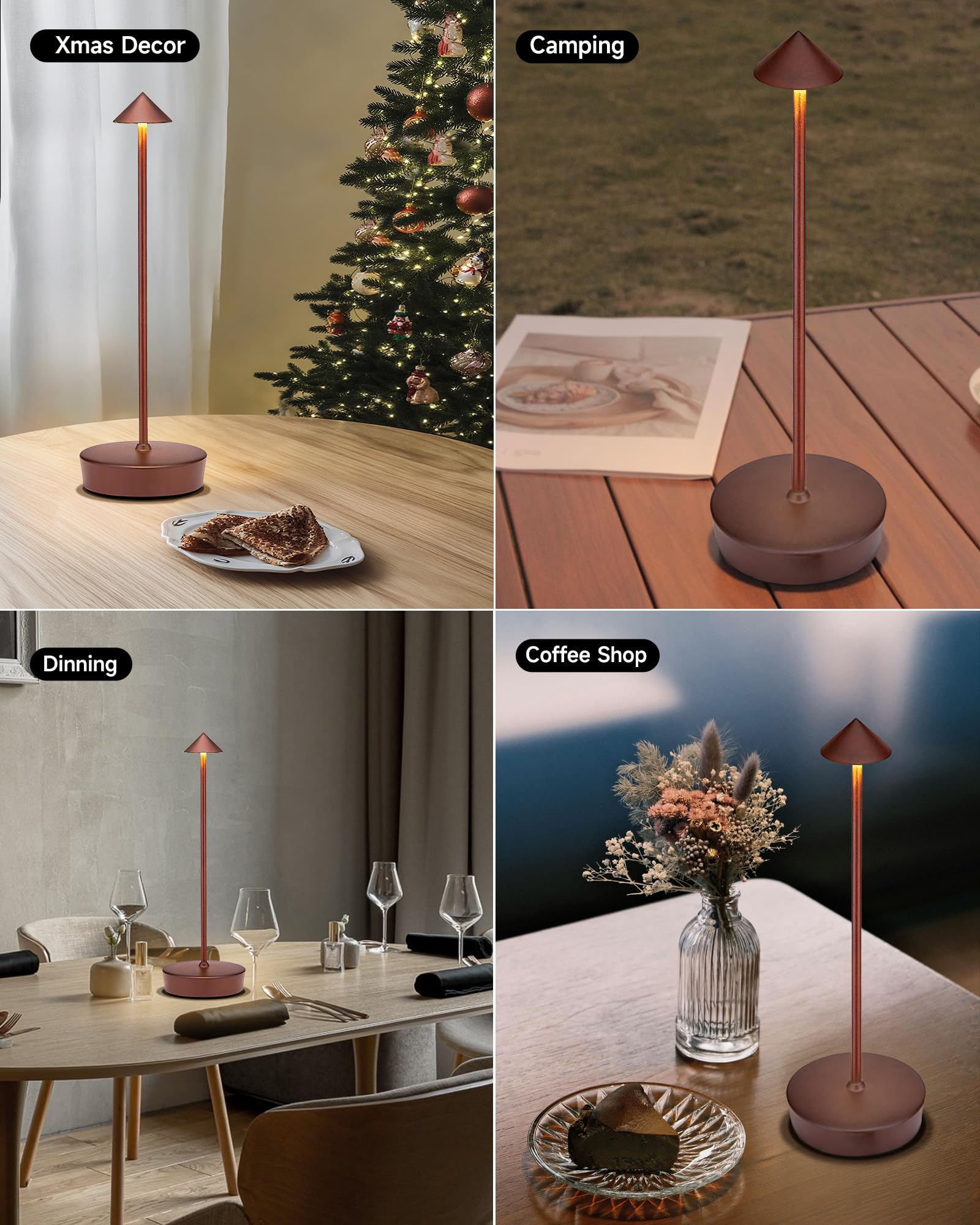 Xminkdza Cordless Led Table Desk Lamp 2 Pack  7000Mah Battery Outdoor Table Light Waterproof For Restaurant Patio Camping Home Decor  Usb-A Output  Brightness Memory  Dimmable