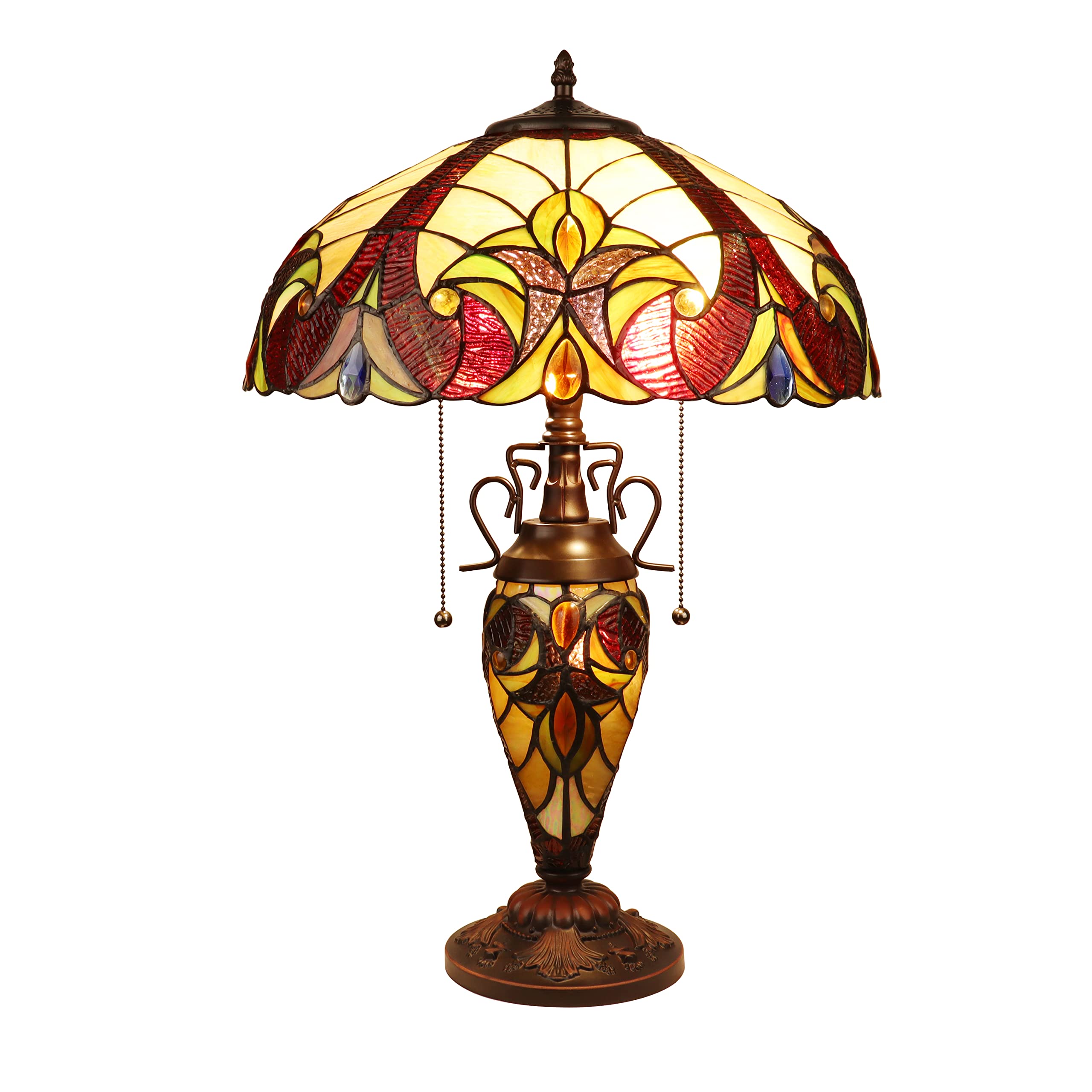 Chloe Lighting Adia Victorian Table Lamp 3 Light 16in Wide Dark Bronze Multicolor Glass CH38632AV16-DT3
