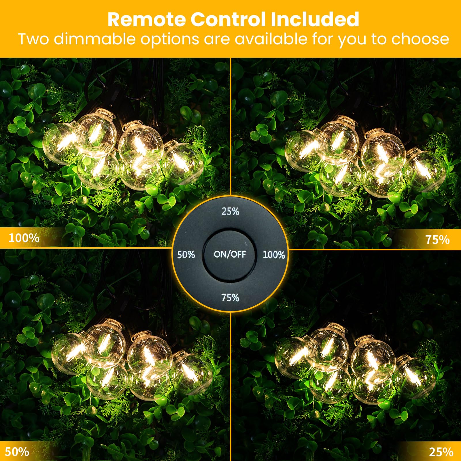 Yuusei 150Ft Outdoor String Lights With Remote, Waterproof Dimmable Led Patio Lights