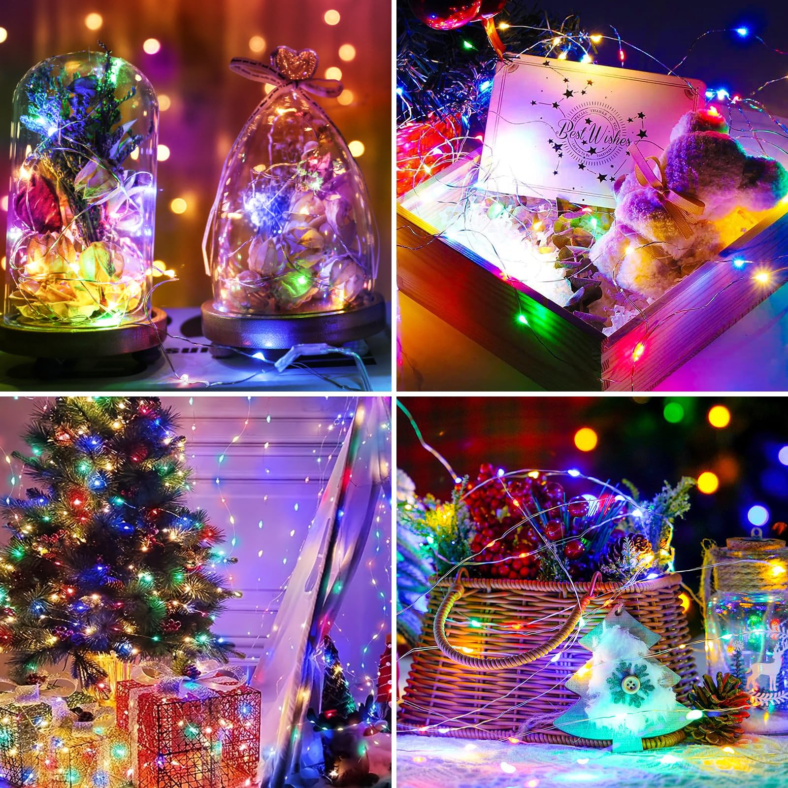 litogo 33 FT 100 LED Multicolor Fairy Lights with Remote & Timer, IP65 Waterproof, Battery Operated, Indoor/Outdoor Decor, Model L100W