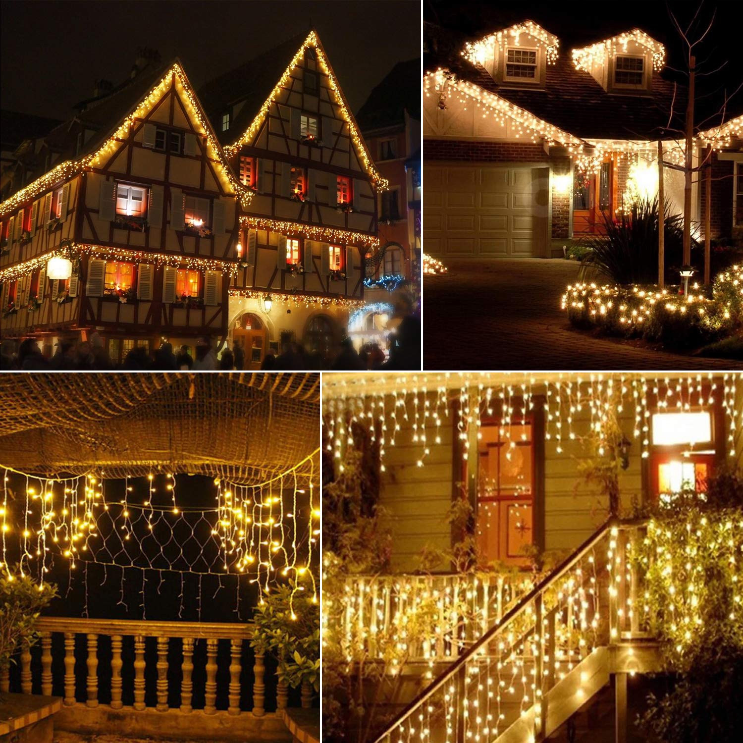 Brightown Icicle Lights, 40 FT 432 LED, Warm White, 8 Modes, Remote & Timer, Waterproof Fairy Lights for Indoor/Outdoor Decor