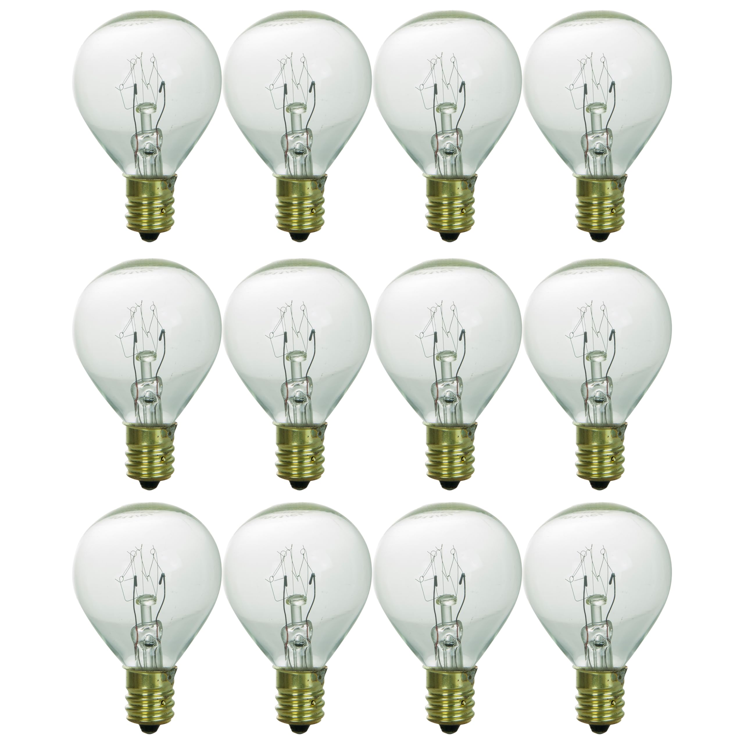 Sunlite G11 Globe Incandescent Light Bulbs, 10W, 65 Lumens, Dimmable, 120V, Clear, 12 Pack, Candelabra E12, Title