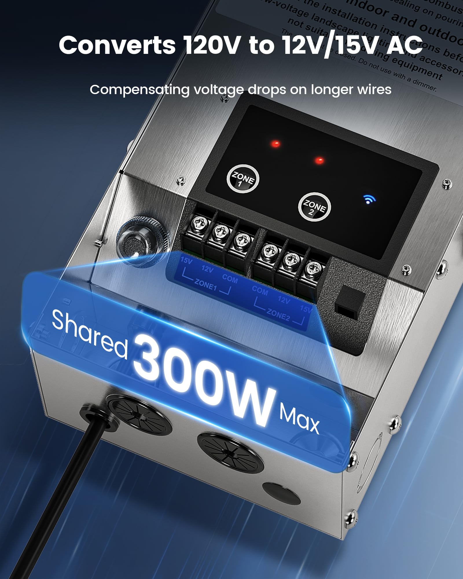 SURAIELEC 300W Wi-Fi Low Voltage Landscape Transformer, 2 Zones, Astronomical Timer, ETL Listed, Model ULTW30H