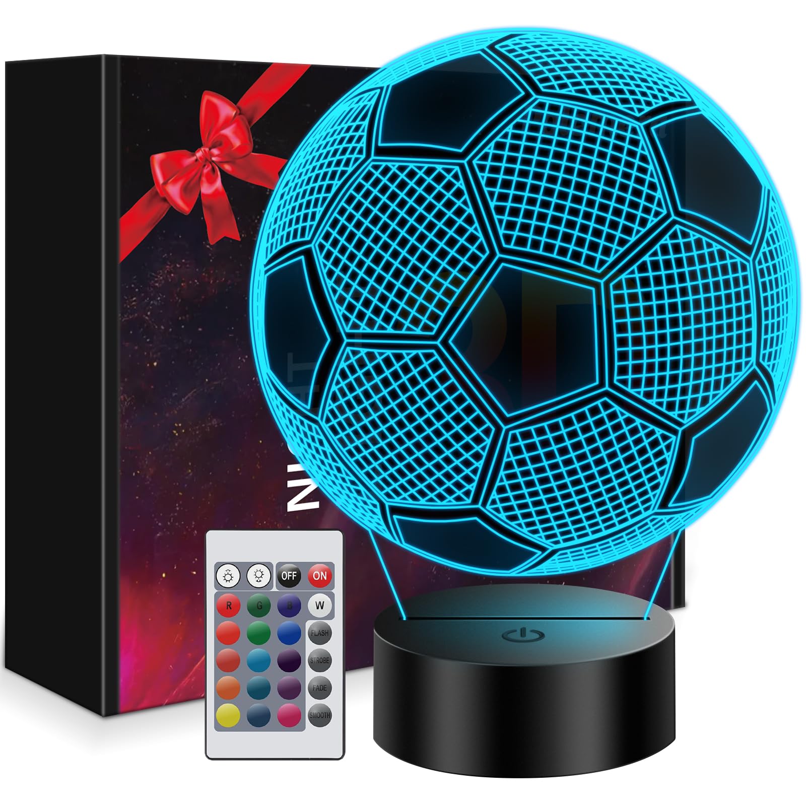 Polemera Soccer Gifts for Boys 8-12, 3D Illusion Soccer Lamp Gifts for Kids Teens Boys Girls, 5 6 7 8 9 10 11 12 Year Old Boy Bi