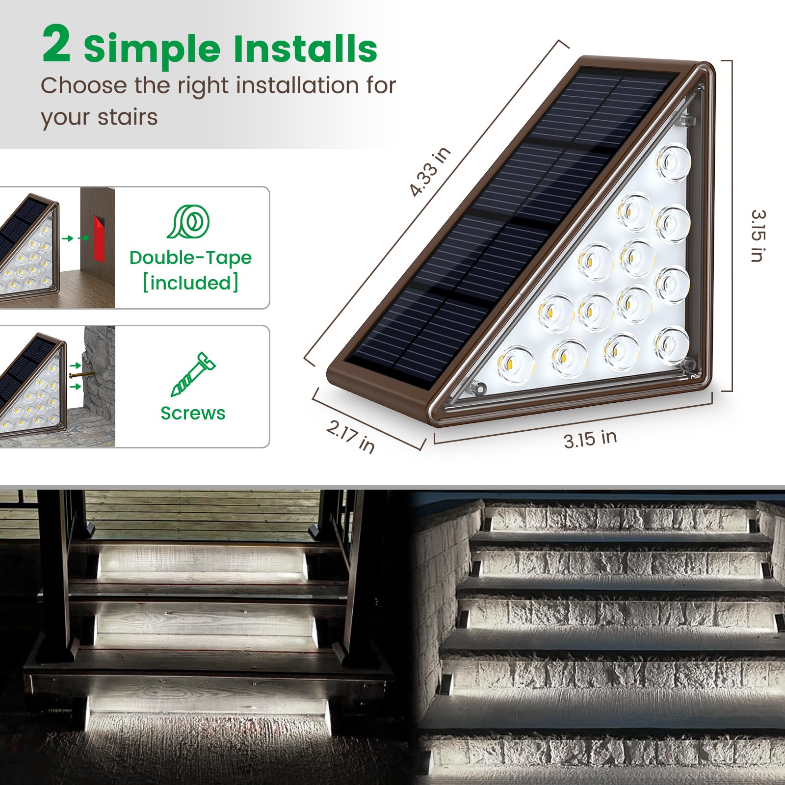 JOFIOS Solar Step Lights, 24-Pack Waterproof IP67 Deck Lights for Staircase, Patio, Front Step, Cool White, Model 61190