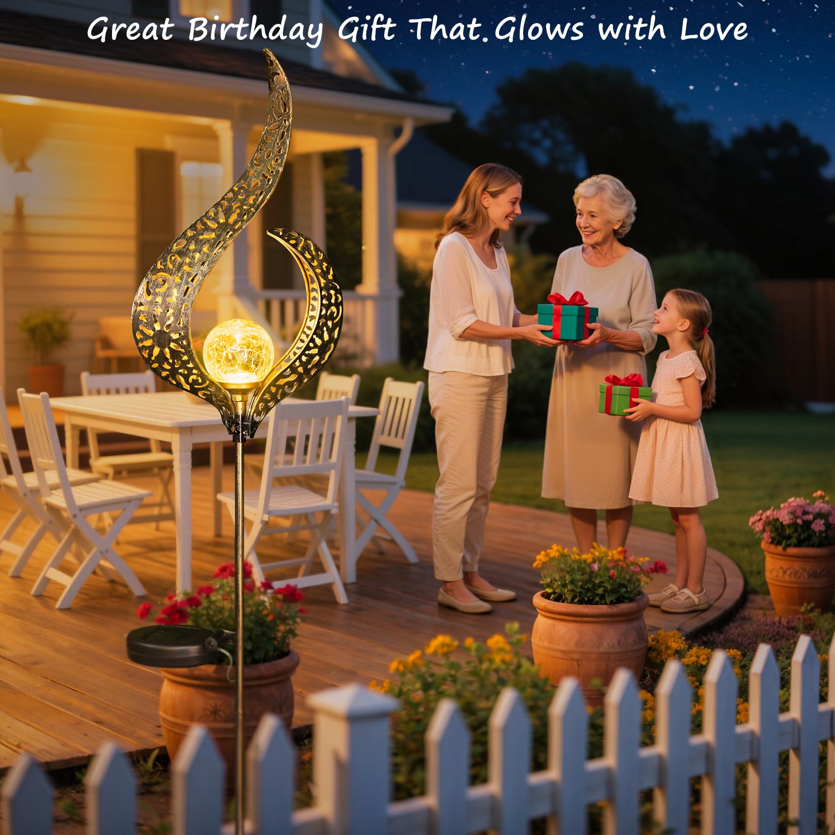 Homeimpro Outdoor Solar Garden Lights Waterproof  Gifts For Mom Dad  Yard Art  Pathway  Lawn Ornaments  Outdoor Decor Birthday Gifts For Wife Women (Bronze 2Pack)