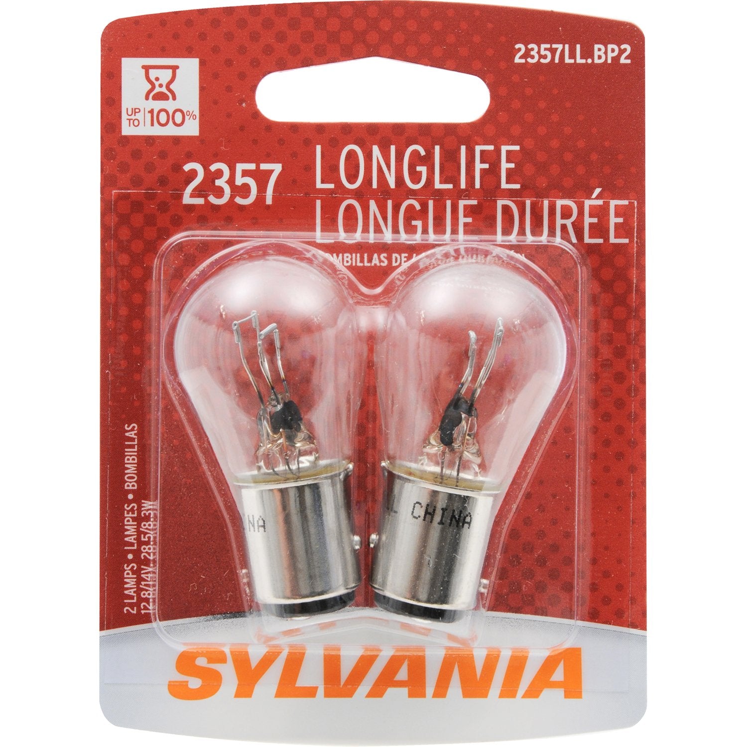 SYLVANIA 2357 Miniature Incandescent Bulbs, Long Life, 2 Count, Model 2357LL.BP2
