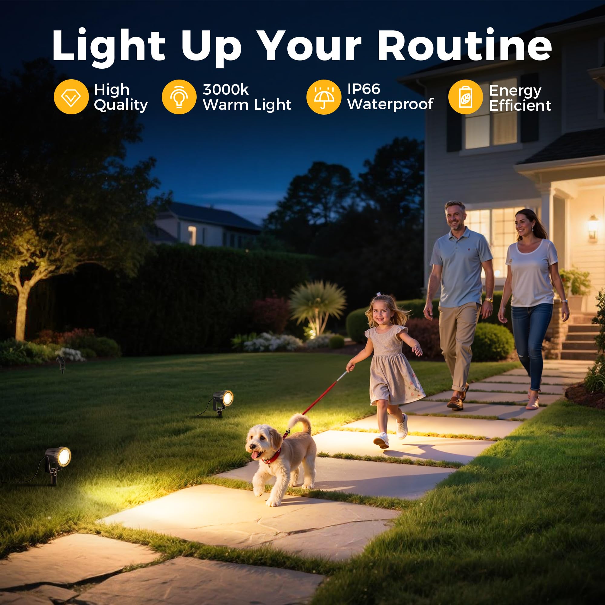 L Lohas Led 12W Dusk To Dawn Outdoor Lighting  Auto On/Off 3000K Landscape Outdoor Spotlight  Ip66 Waterproof Plug In Spot Lights For Yard  Garden  House  Pathway  Plant(4 Pack)