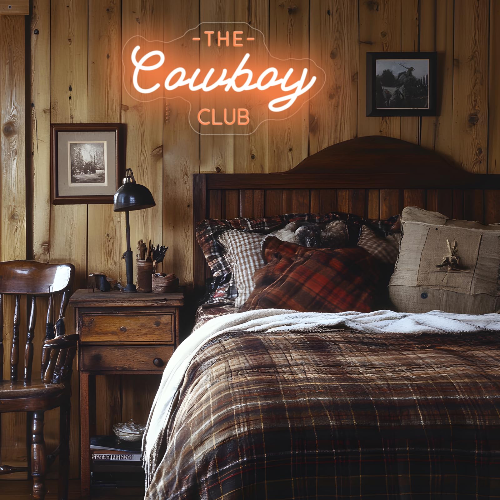 mllusxg Cowboy Club Neon Sign - Small LED Wall Decor for Mancave, Western Rodeo Theme, Perfect Gift for Bar or Bedroom