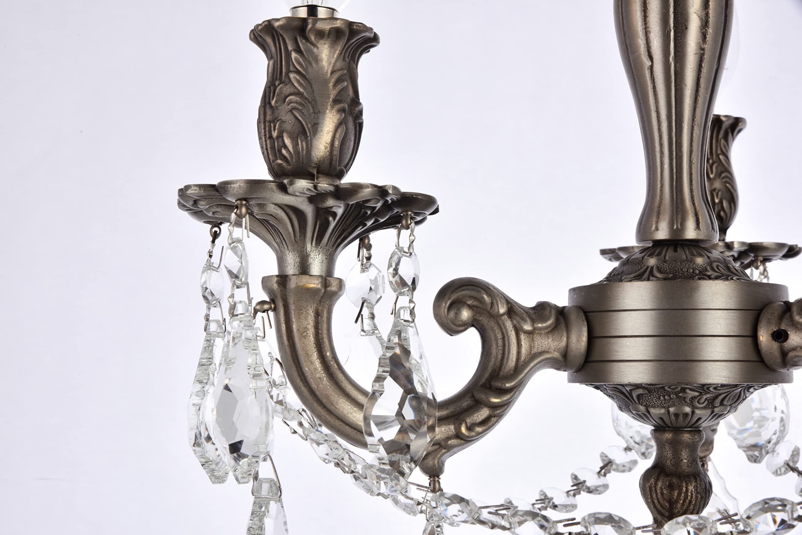 Elegant Lighting Royal Cut Crystal Pendant Light, 13in Pewter, Stainless Steel, Wood, Glass, Model 9203F13PW/RC