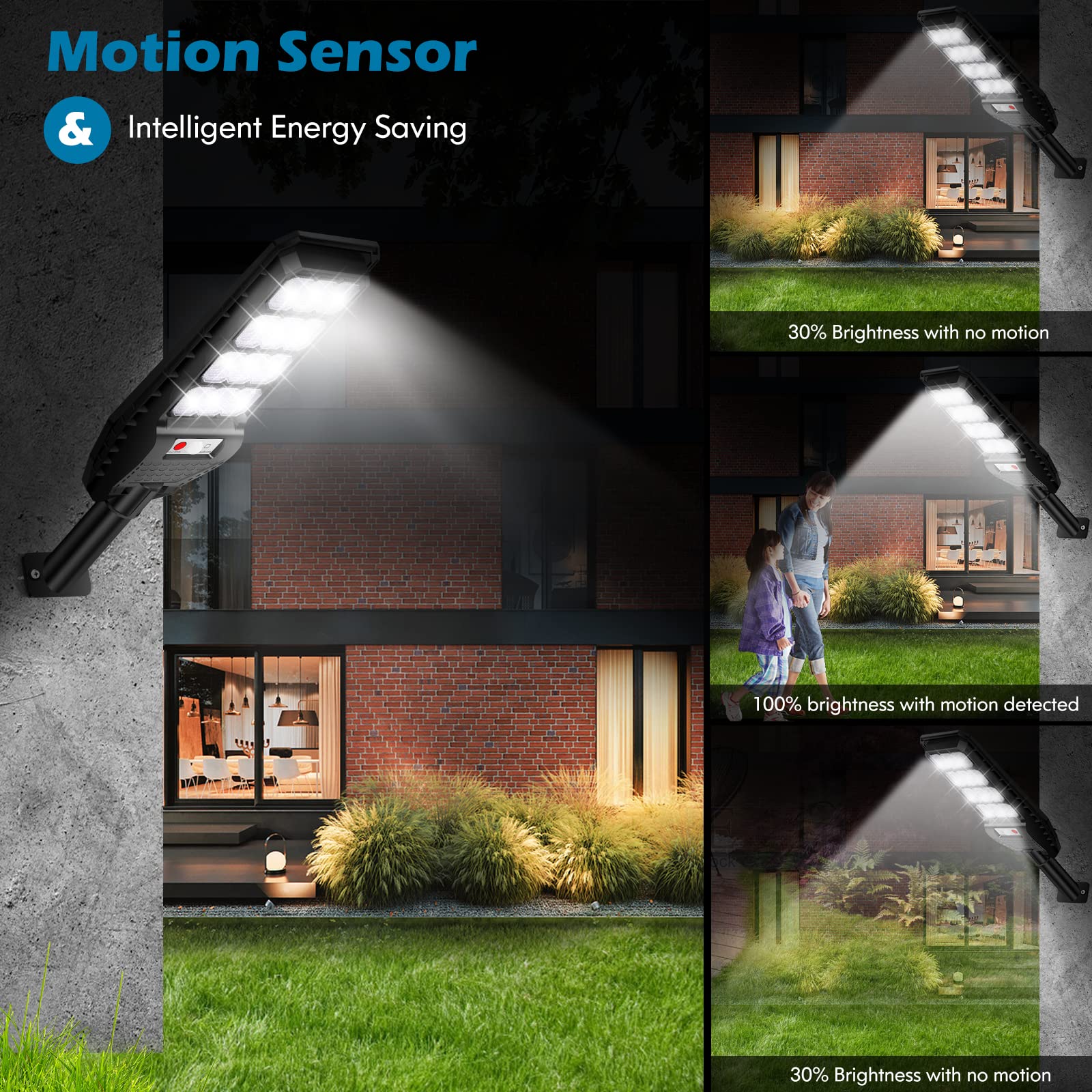 Vuaa 4 Pack Solar Street Lights Outdoor Waterproof, 6500K 6000Lm Outdoor Led Street Light Dusk To Dawn, Motion Sensor Wide Angle