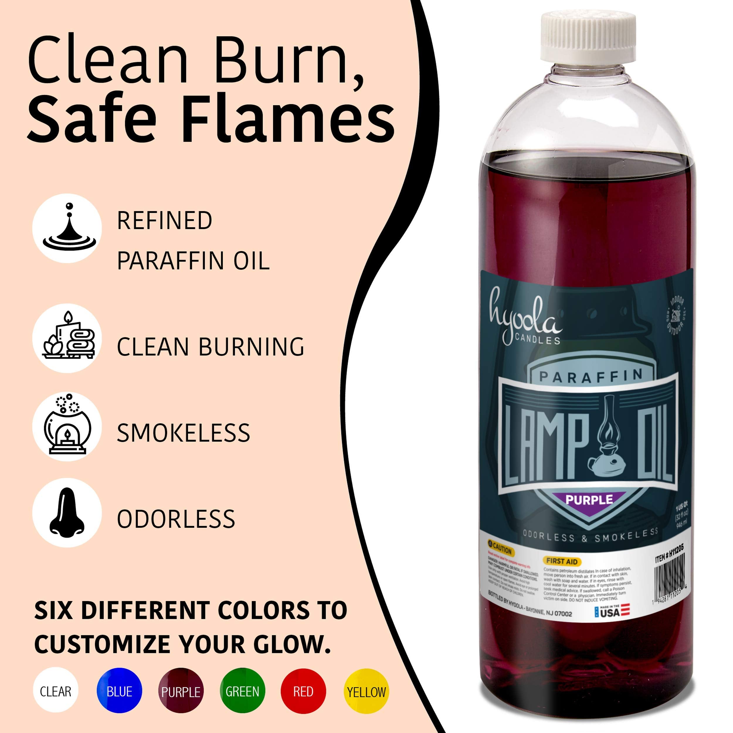 Hyoola Candles Liquid Paraffin Lamp Oil - Purple Smokeless, Odorless, Ultra Clean Burning Fuel For Indoor And Outdoor Use - Highest Purity Available - 32Oz