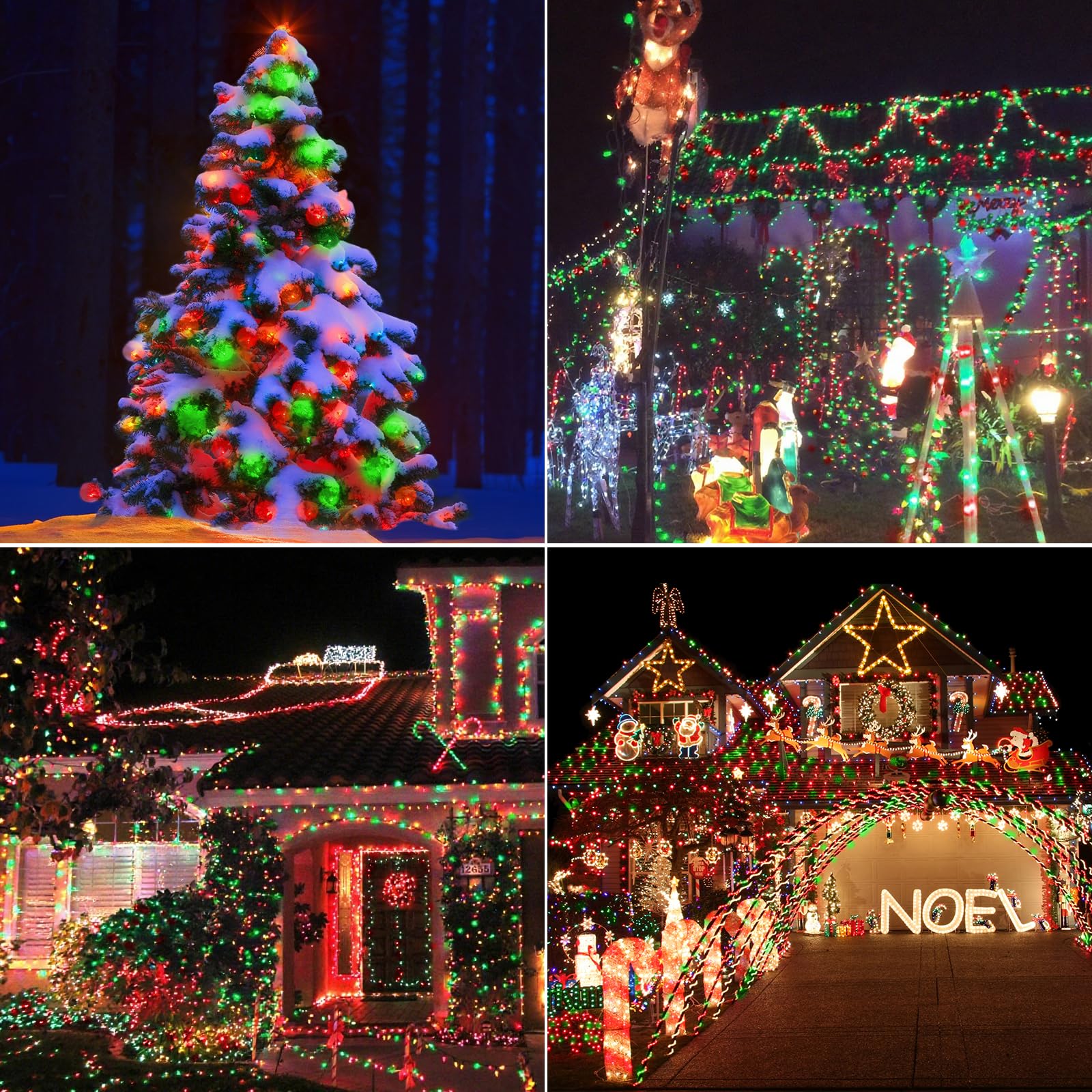 Lyhope Battery Christmas Lights  2Pack Total 66Ft 200 Led Christmas Lights Waterproof 8 Modes Battery Operated String Light For Outdoor & Indoor  Xmas Tree  Wreaths  Holiday Decoration (Red & Green)