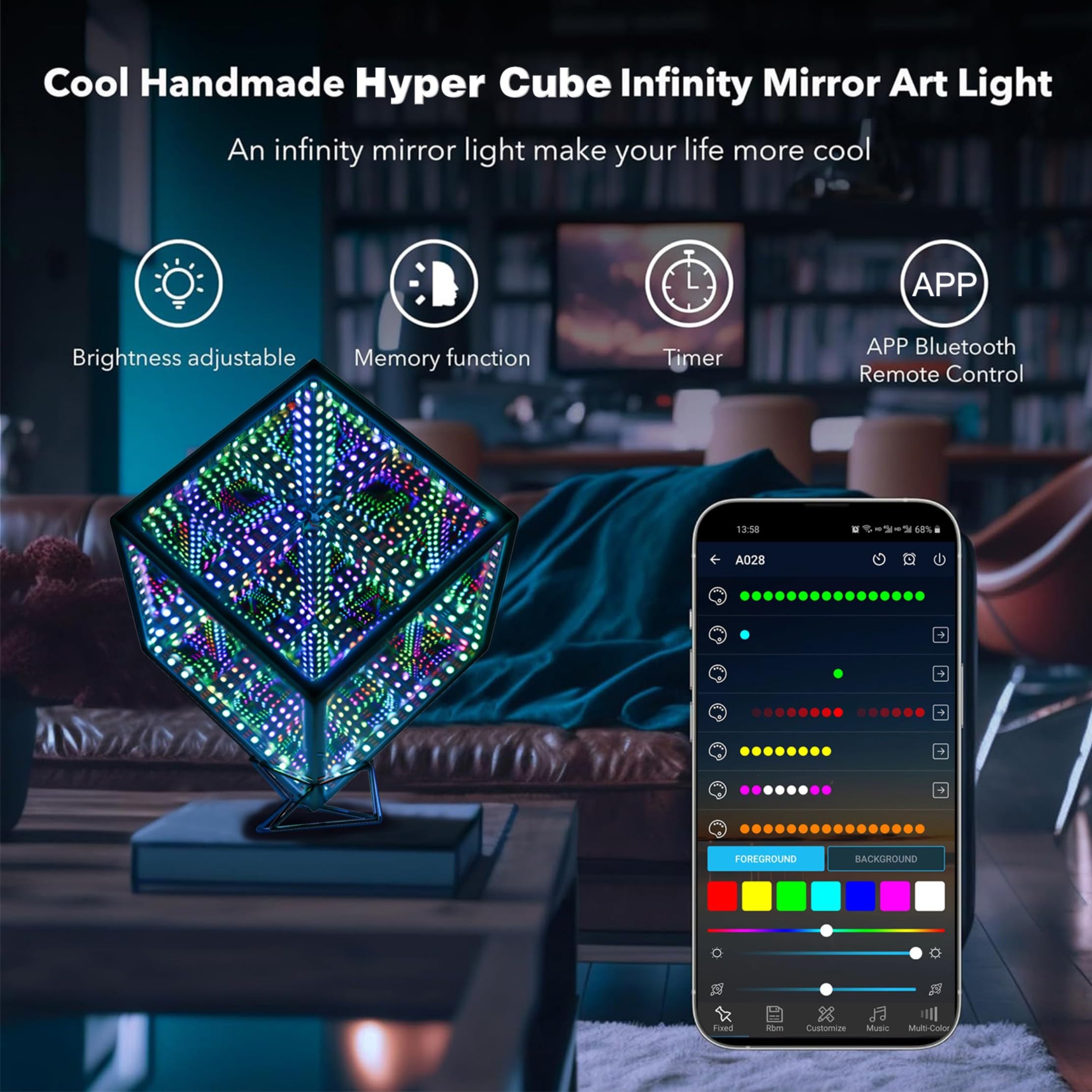Heepulor Infinity Hyper Cube Led Light Led Controller With Stand, Controller & Sound & App Reactive Table Lamp - Cool & Creative